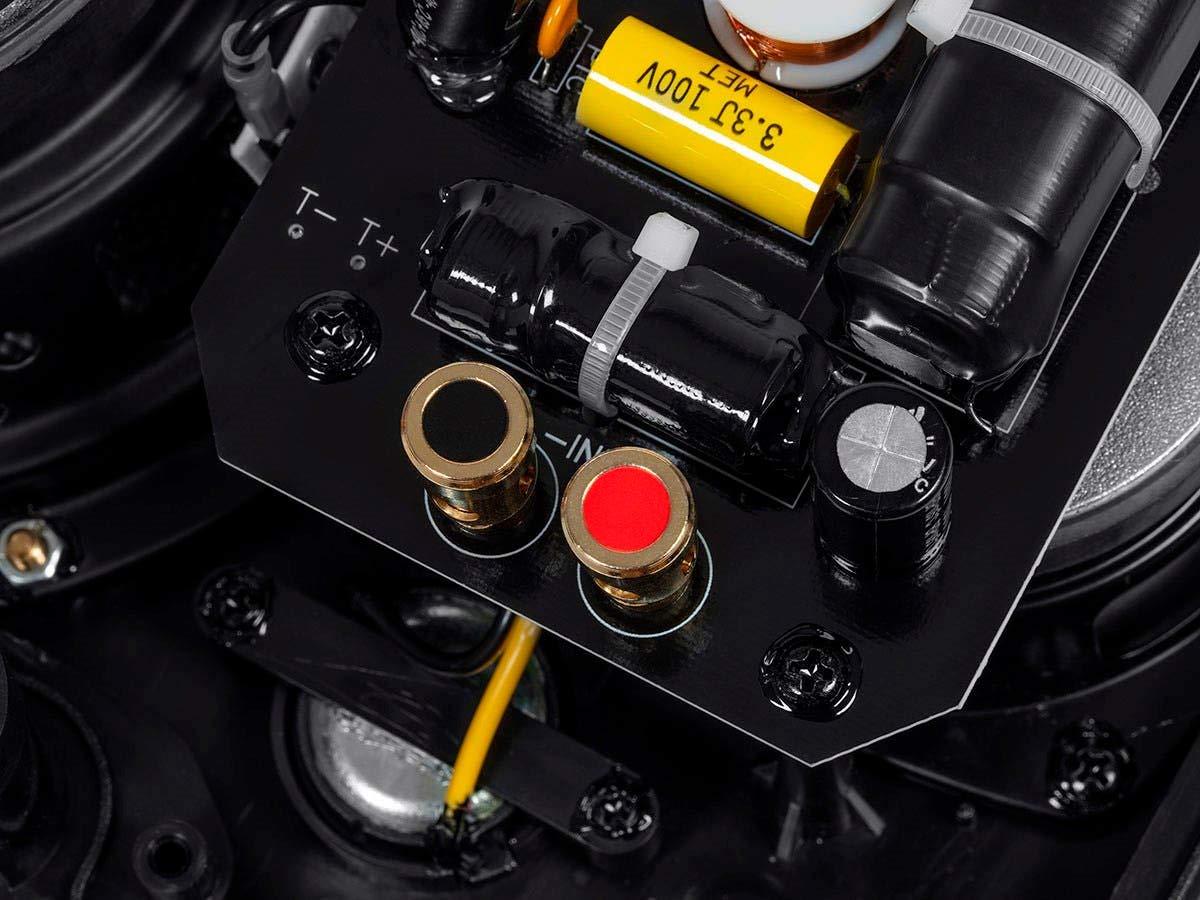 Monoprice 3 Way Carbon Fiber In Wall Speakers   6.5 Inch, Pair, With Magnetic Grille, Black   Alpha Series