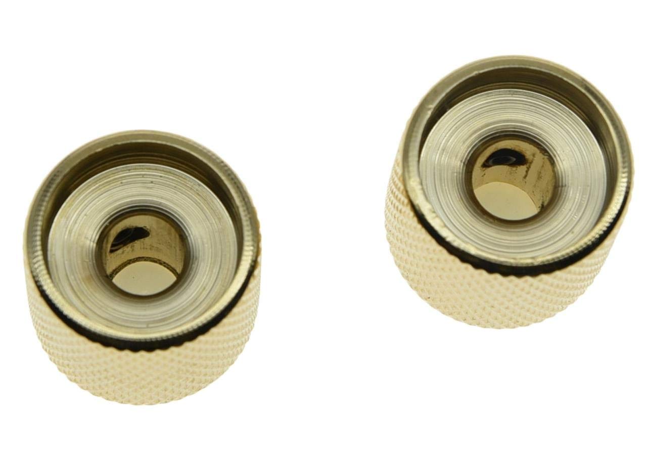 Dopro 2Pcs Gold With White Pearl Cap Guitar Dome Knobs For Tele Telecaster Set Screw Guitar Bass Knob