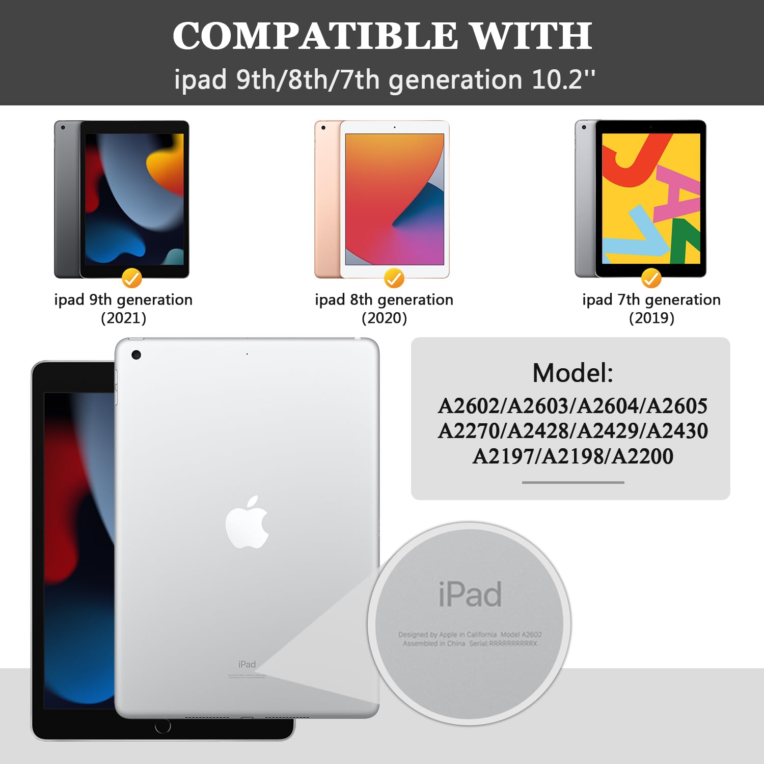 Okp For Ipad 9Th/ 8Th/ 7Th Generation Case (2021/2020/2019), Ipad 10.2 Inch Cases With Trifold Stand, Slim Ipad 9/8/7 Gen Cover