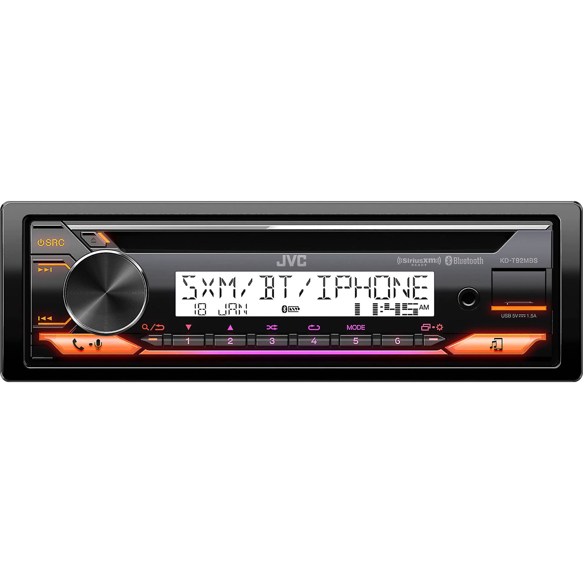 Jvc Kd-T92Mbs Marine Cd Receiver Bluetooth, Usb, Backlit Display, Conformal Coated Pcb, 13-Band Eq, Variable-Color Illumination,