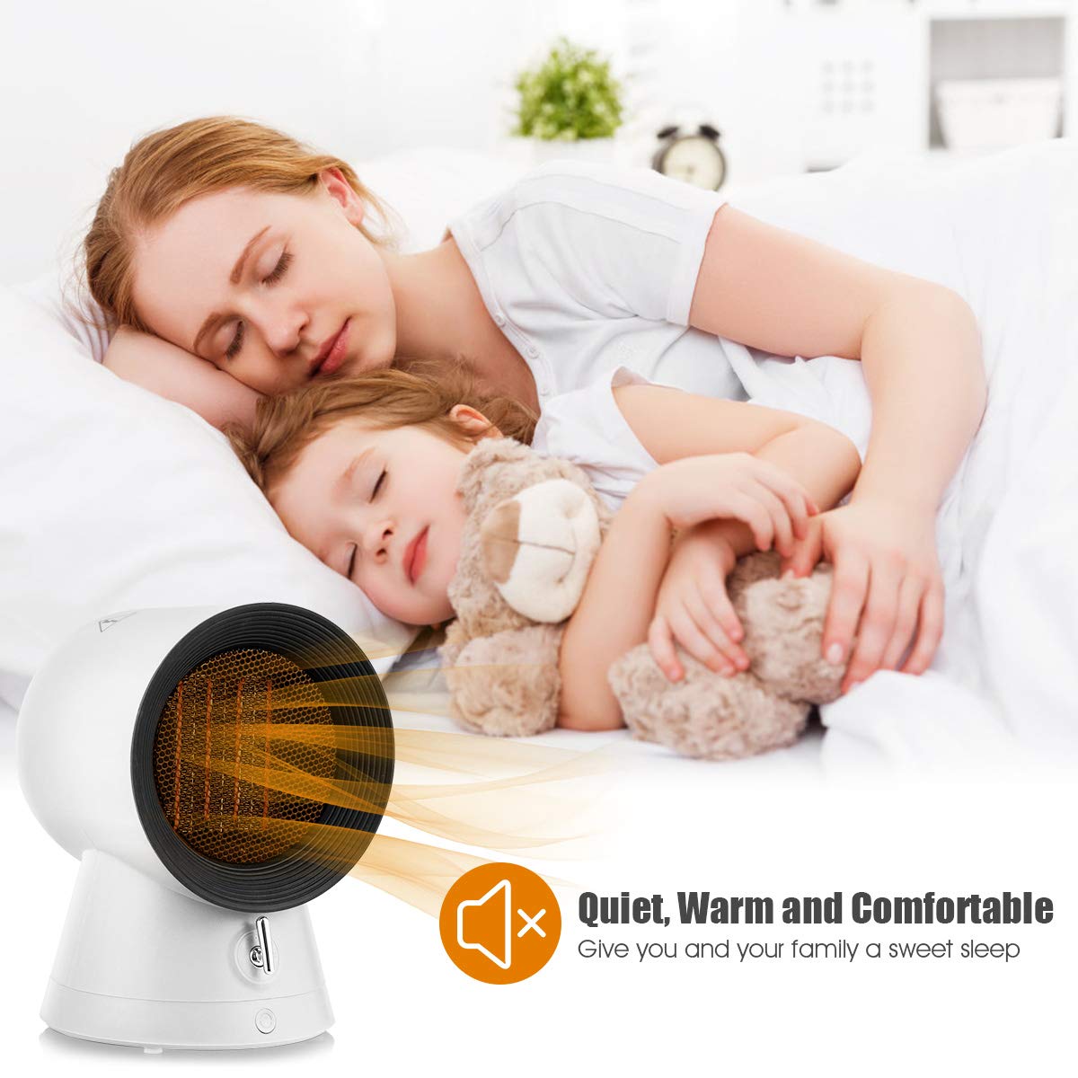 Goflame Electric Mini Space Heater Cooling Fan, 2 In 1 Space Heater With Adjustable Thermostat, 1500W Air Heater W/Tip Over & Ov
