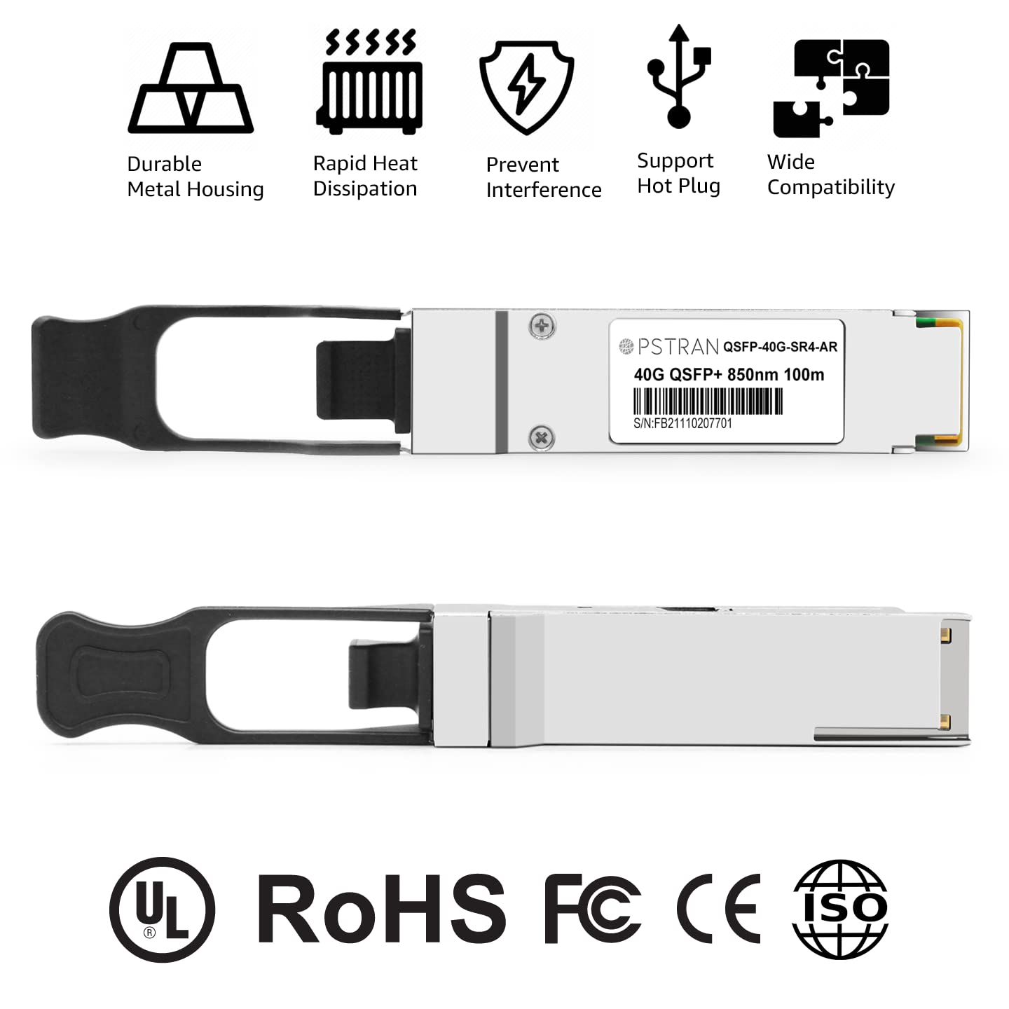 Opstran 40Gbase Sr4 Qsfp+ Optical Transceiver Module Compatible With Arista Qsfp 40G Sr4 40G Qsfp+ Sr4 850Nm 100M Ddm Mtp/Mpo 12
