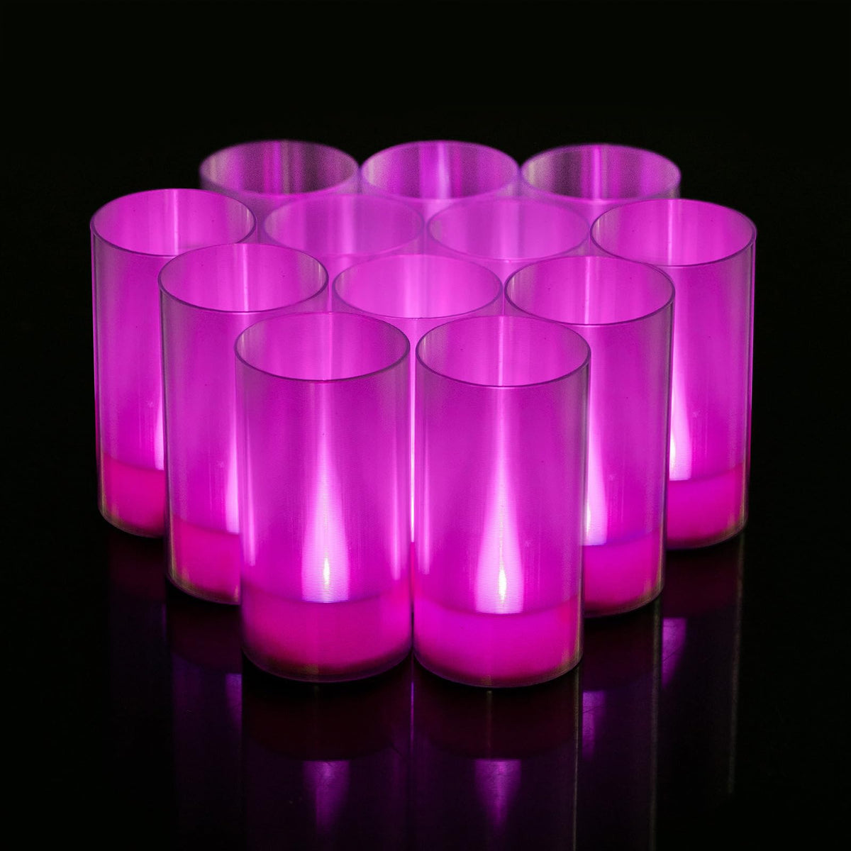 Lanker Flameless Candles, Battery Operated Led Pillar Candles, D1.5 X H3 Inch, Steady Pink Long Flame-Effect Light, Romantic Ele