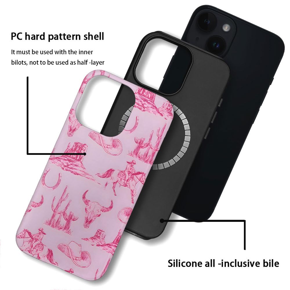 Tnxee Case Compatible With Iphone 14,Compatible With Magsafe,Fall Prevention Hybrid 2-Layer Hard Shell Cases For Girls Boys,Pink