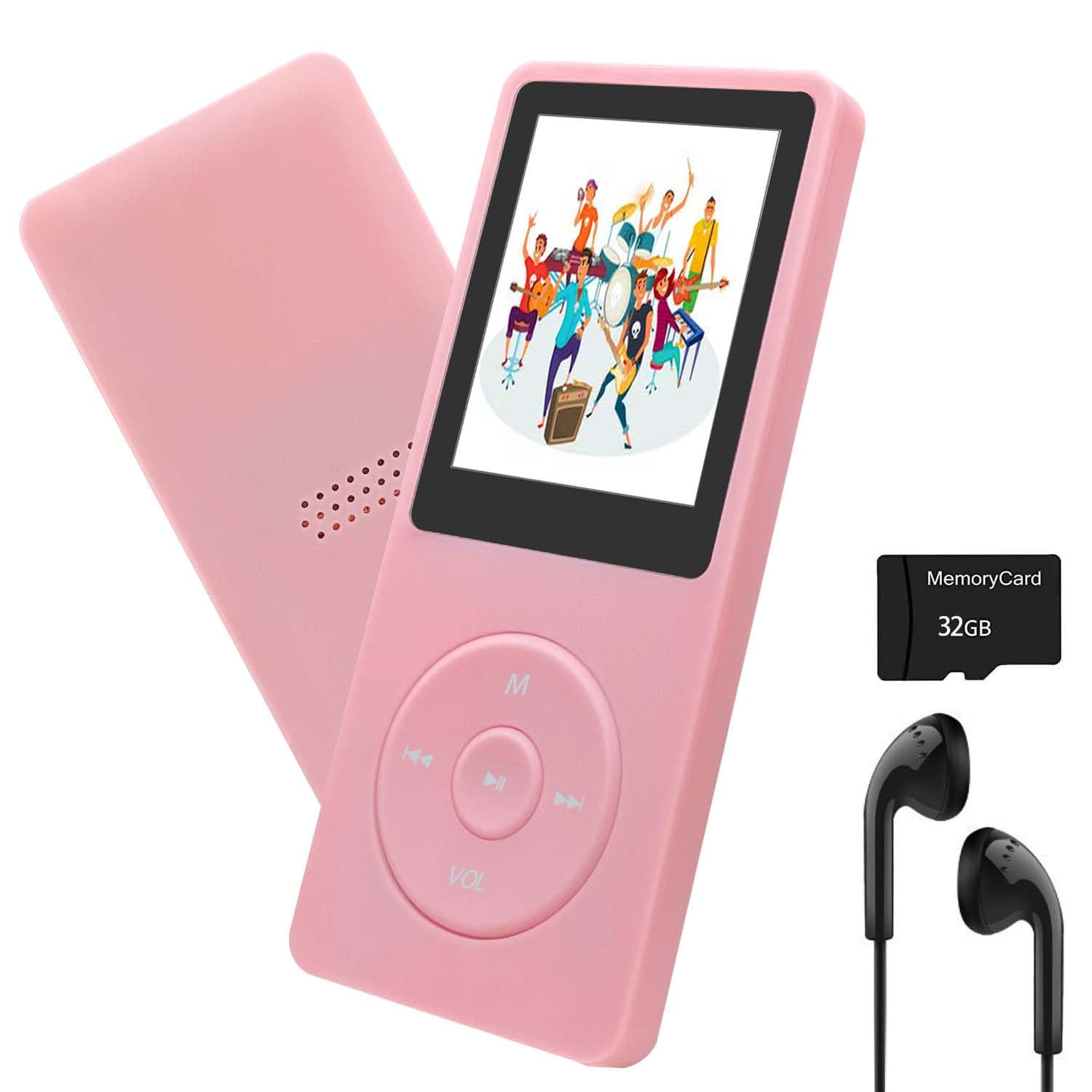 Mp3 Player 32Gb With Speaker Earphones Portable Music Player For Kids Support Fm Radio Voice Recorder E Book Support Up To 128Gb