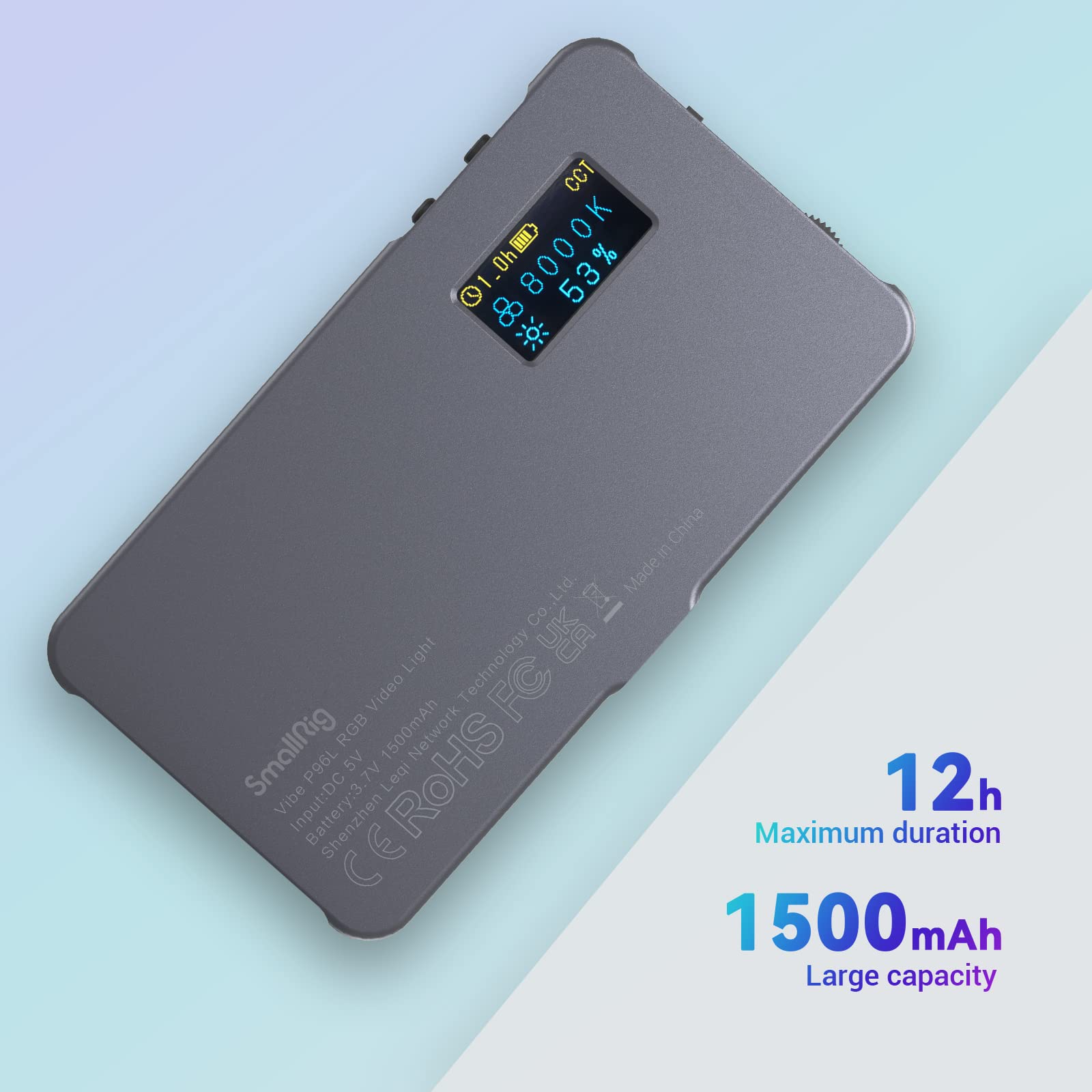 P96L Rgb Video Light By Smallrig, Portable Metal Led Camera Light, 2500 8000K, 21 Effects, Cri 96+, Oled Display, Photo And Vide