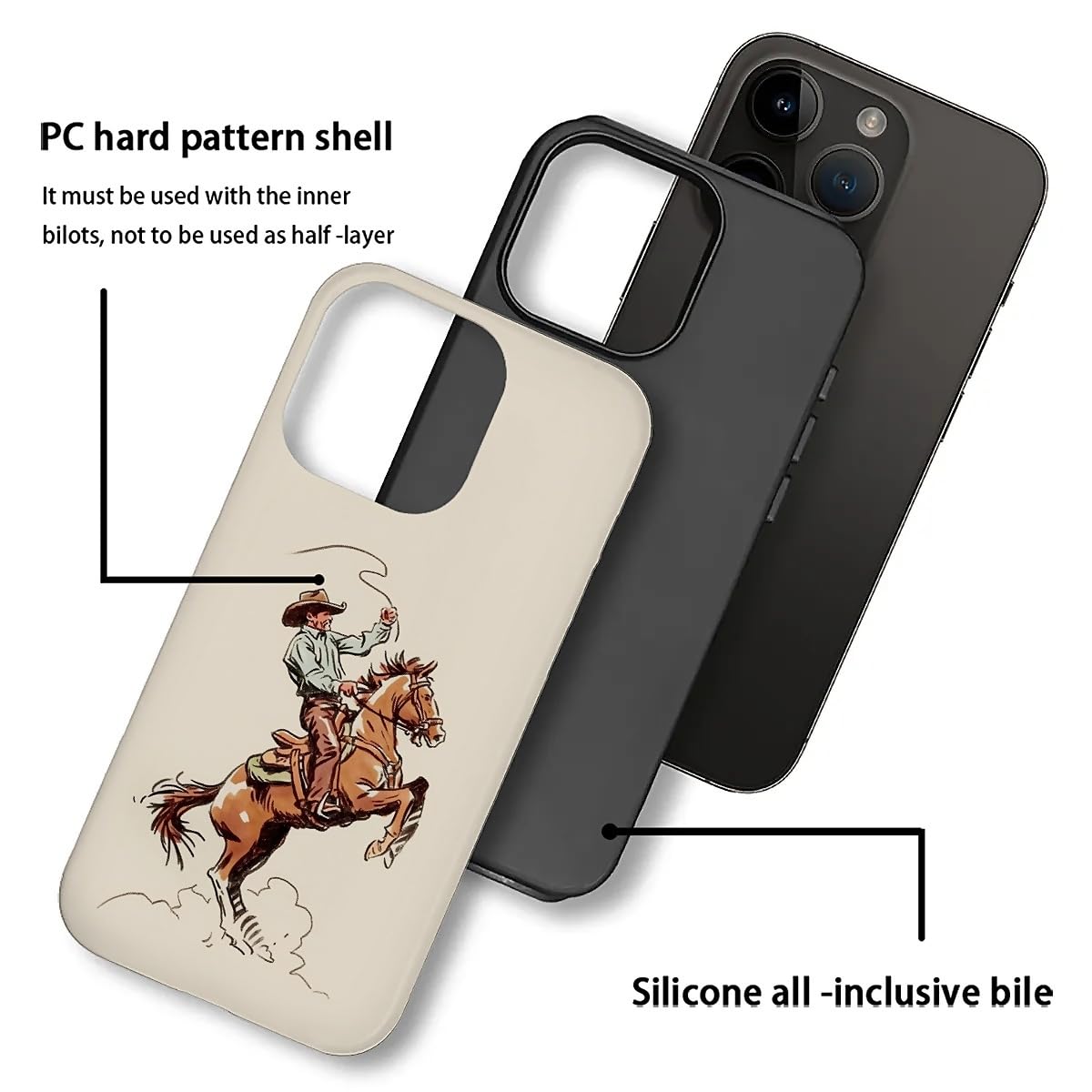 Smamz For Iphone 16 Pro Max Case, T2 Cowboy Horse A3 Shockproof Rugged Cover Dual Layer Soft Tpu Hard Pc Bumper Case Design For