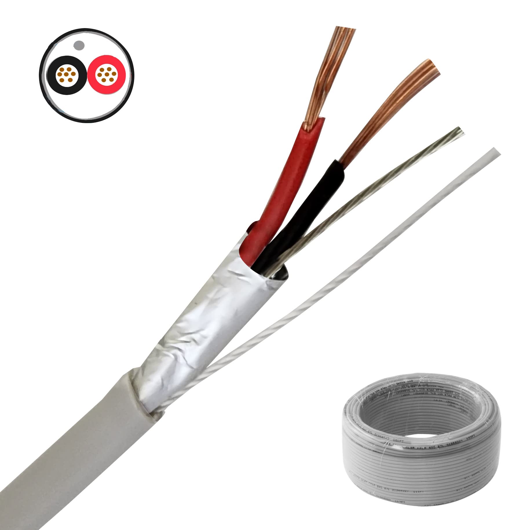 Installercctv 24 Awg 2 Conductors Shielded Security Alarm Wire Cable, 120Ft Full Copper Alarm Cable For Fire/Sound/Security Burg