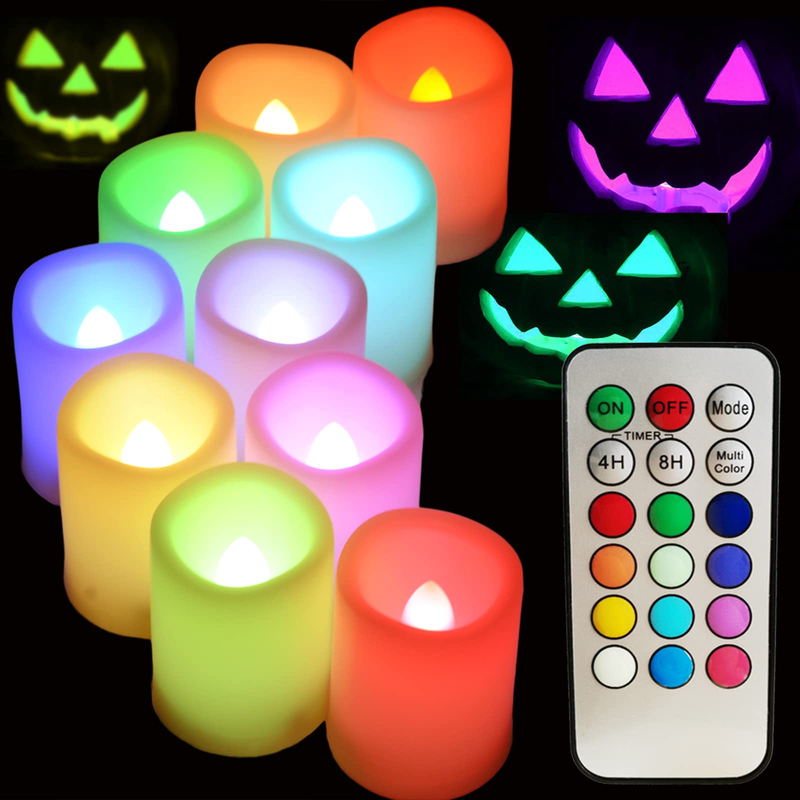 Colored Flameless Votive Candles With Timer Color Changing Led Tea Light,Battery Operated Rgb Votive Candles,Rainbow Tealights F
