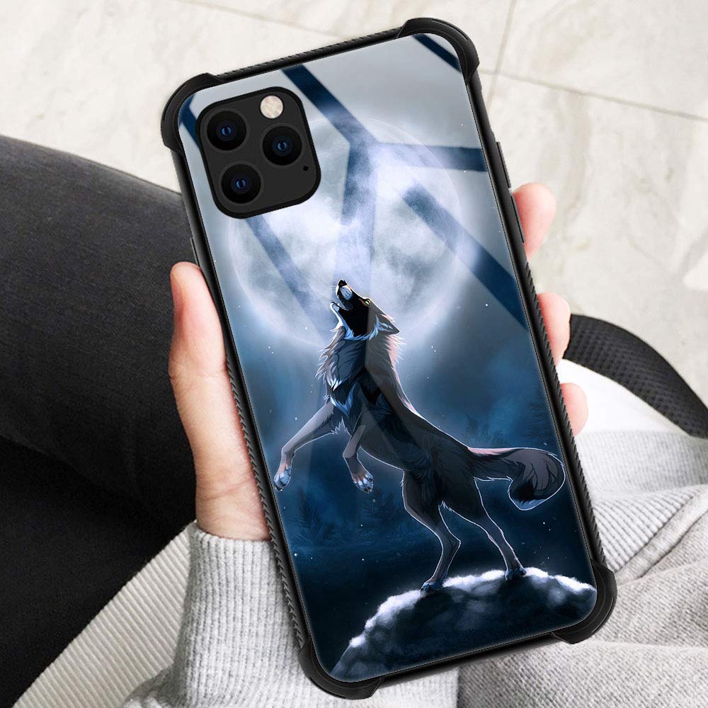 Zhegailian Case Compatible With Iphone 12 Pro Max,Moonlight Wolf Case For Iphone 12 Pro Max For Boys Men,Pattern Design Anti Scr
