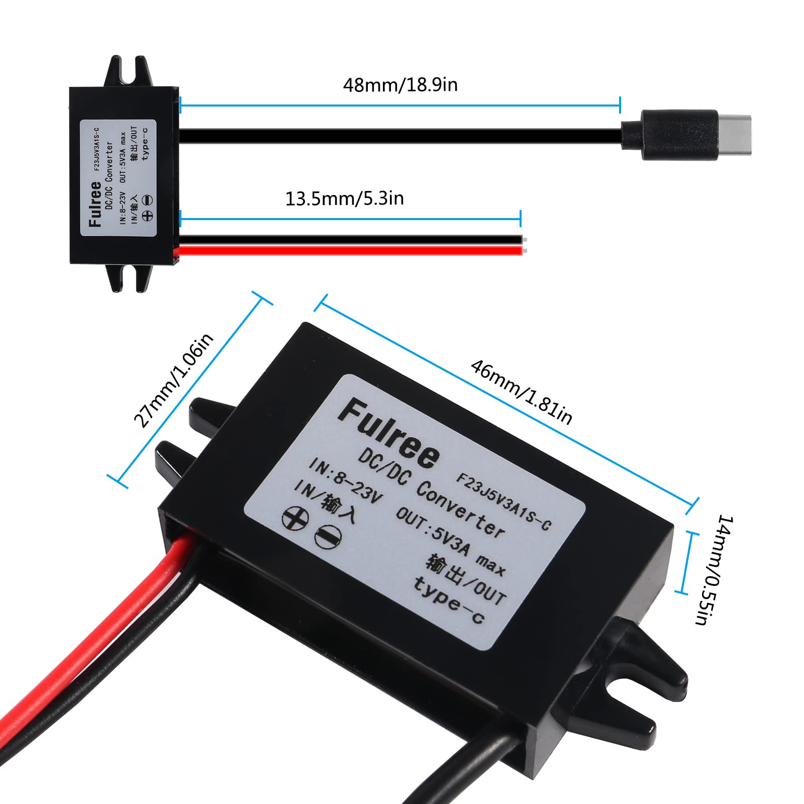 Diann Direct Current Converter 12V To 5V 3A 15W Buck Converter Module Type C Usb Dc Power Adapter Converter Dc To Dc Regulator C