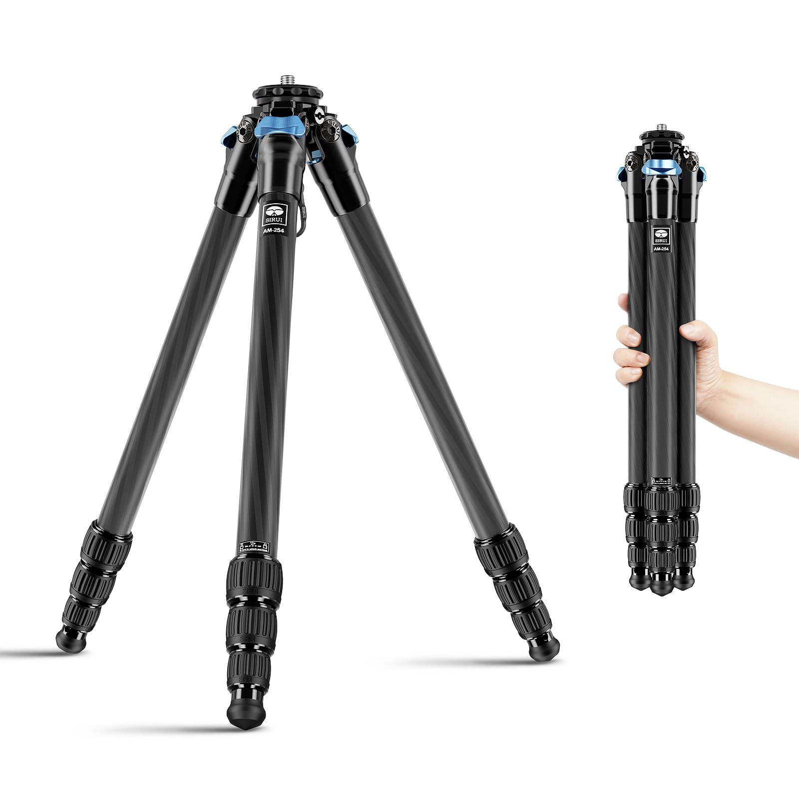 SIRUI 47.2 Carbon Fiber Tripod, Lightweight Compact Camera Tripod for Travel, 4-Section Legs, Twist Locks, Detachable Steel Spik