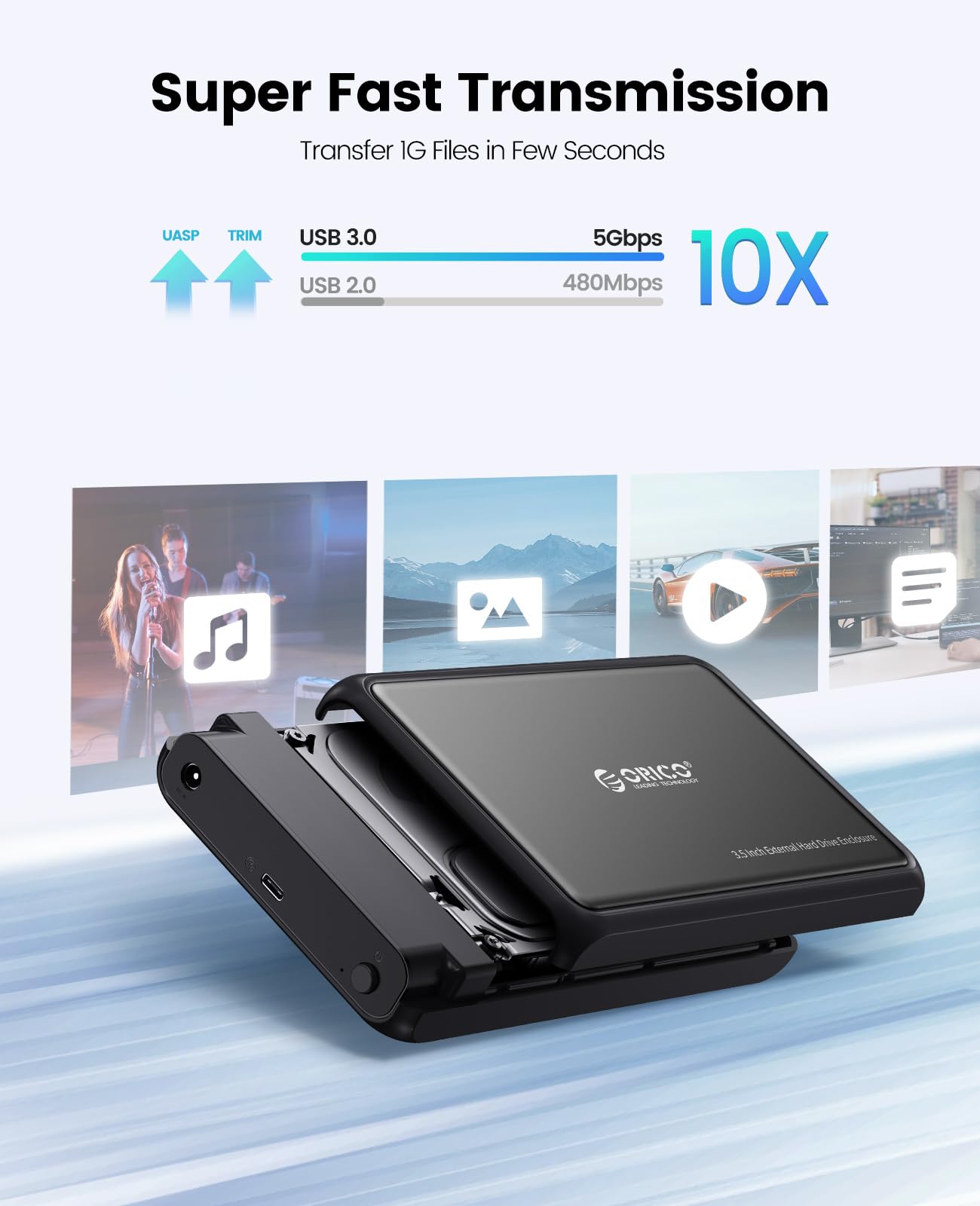 Orico 3.5 Hard Drive Enclosure Sata To Usb C Compatible For 3.5'' 2.5'' Seagate Samsung Wd Crucial Sandisk Hdd Ssd, Abs+Metal Sh