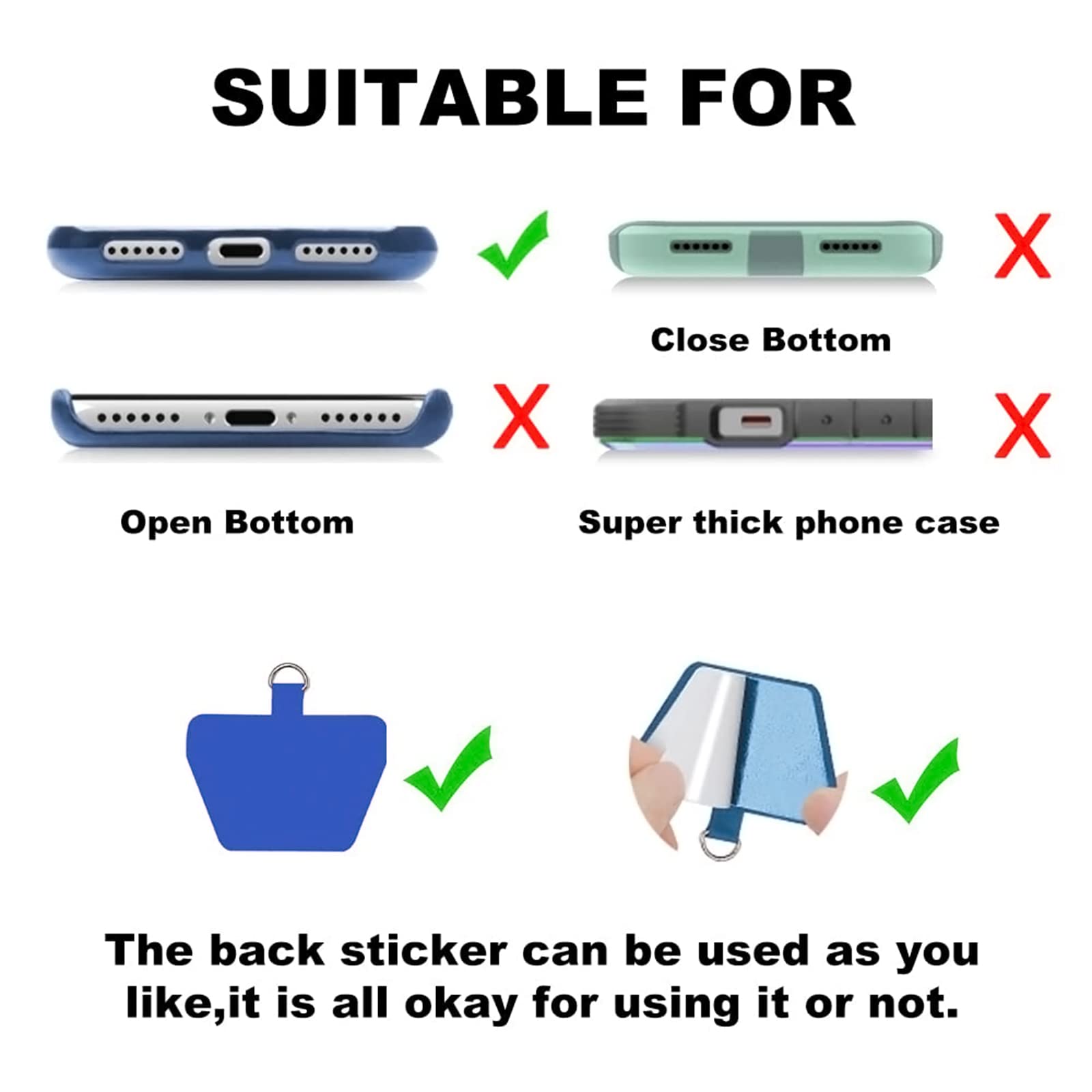 Ss Phone Lanyard, Adjustable Detachable Neck Strap With Phone Patch Suitable For Any Cell Phone Smartphones   Blue