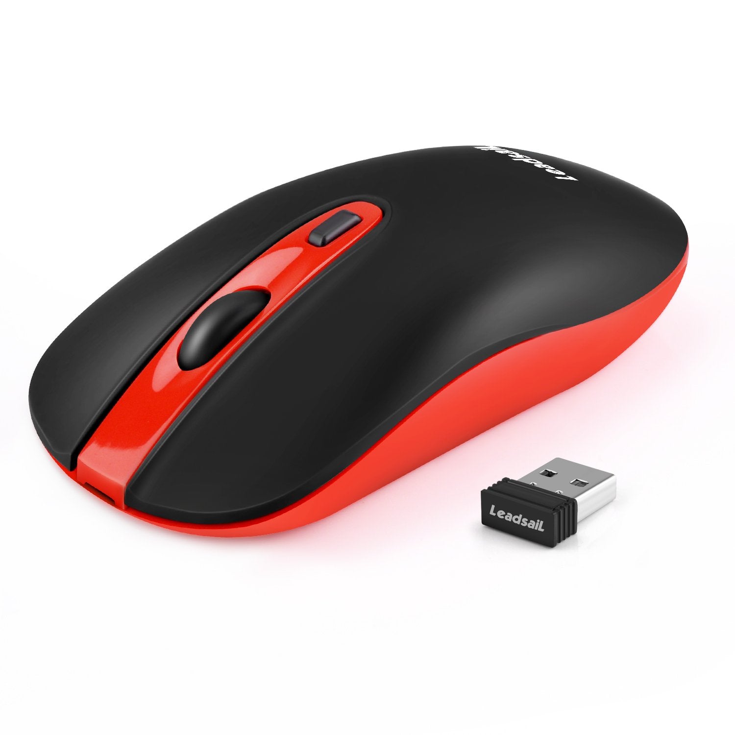 LeadsaiL Rechargeable Wireless Computer Mouse, 2.4G Portable Slim Cordless Mouse Less Noise for Laptop Optical Mouse with 5 Adju