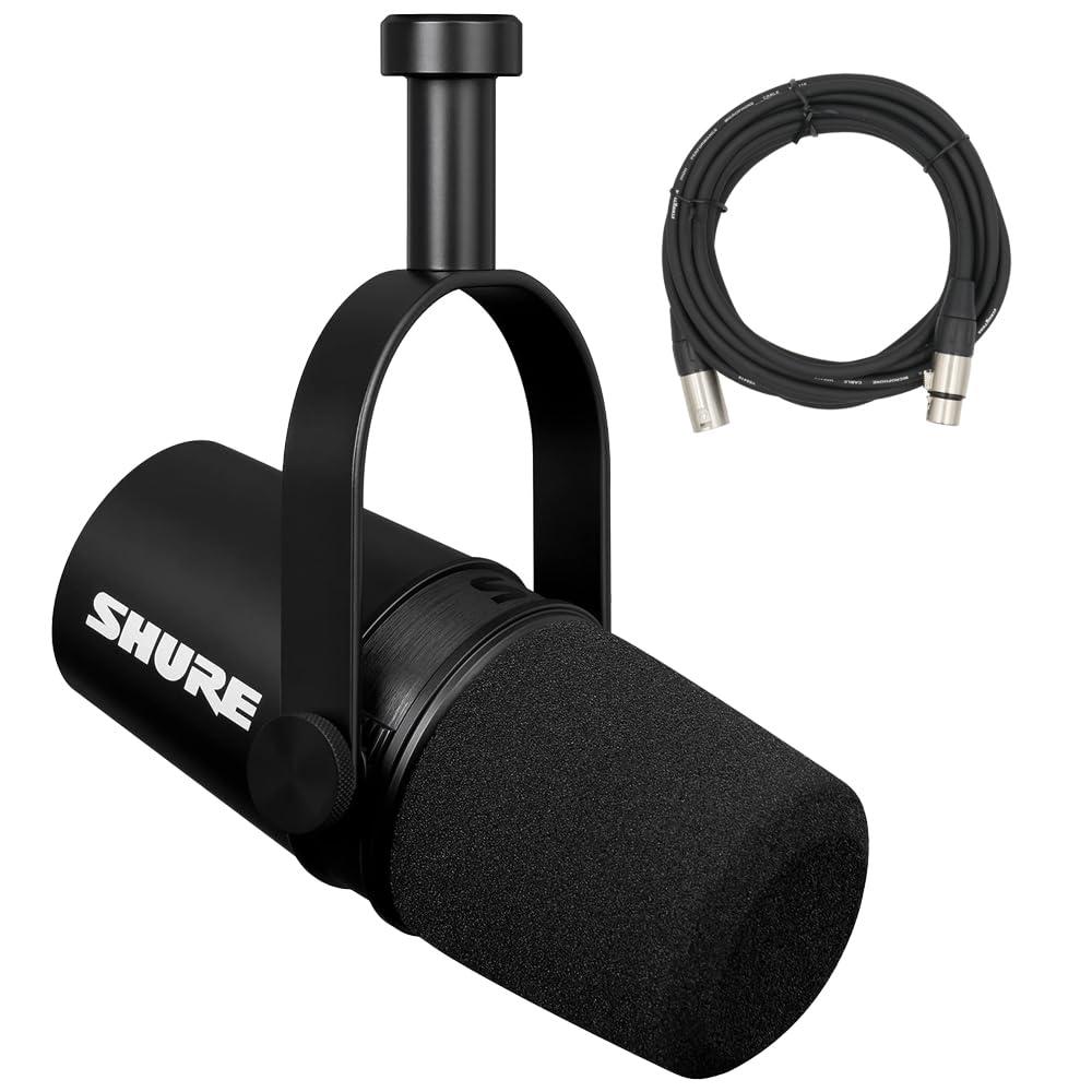 Shure Mv7X Xlr Podcast Microphone With Xlr Cable   Dynamic Mic For Podcasting & Vocal Recording, Voice Isolating Technology, All