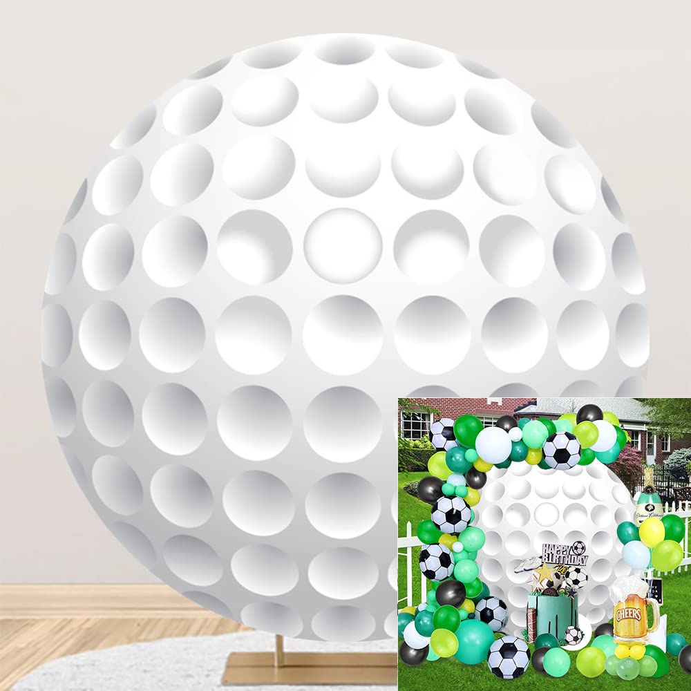 Oerju Golf Theme Round Backdrop Cover Golf Ball Backdrop For Photography Golf Sports Themed Birthday Party Decoration Circle Bac