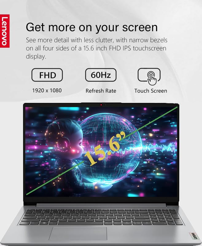 Lenovo Ideapad 15.6 Laptop For Students&Business, Fhd Touchscreen, Intel 6-Core I3-1215U, 16Gb Ram, 756Gb Storage(256Gb Internal