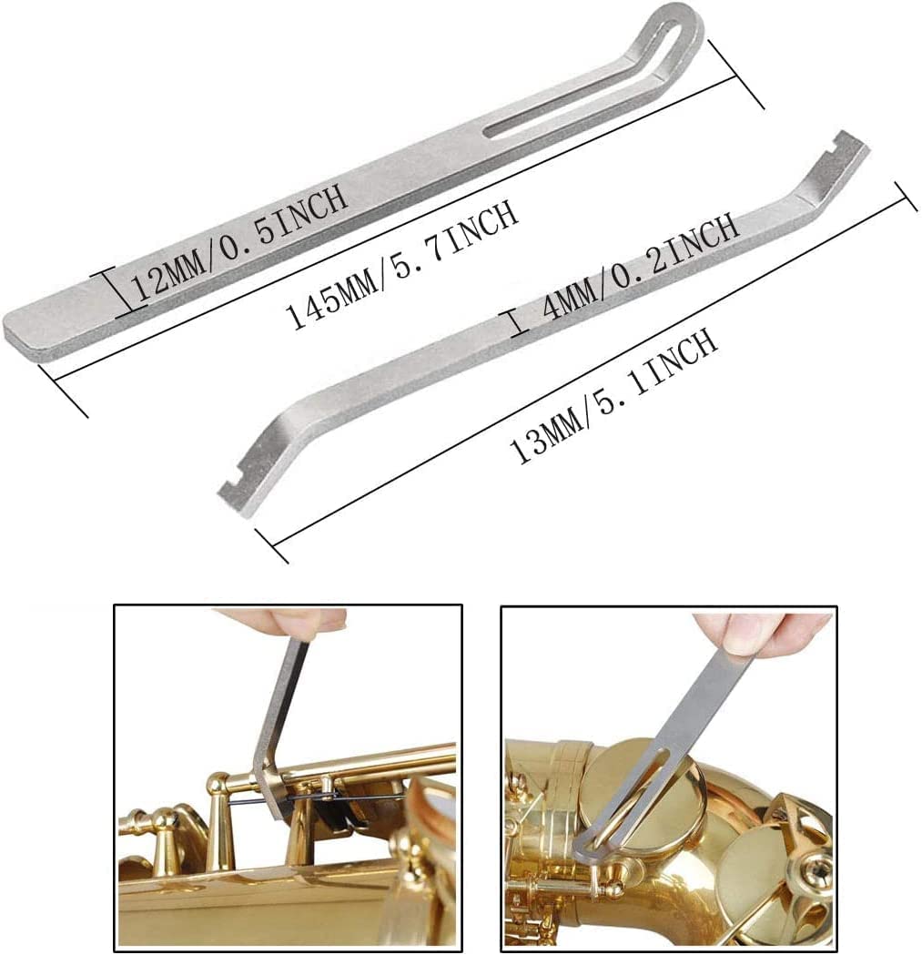Jiayouy Woodwind Instrument Repair Tool Kit Stainless Steel Key Cover Adjusting Dual Head Spring Hook Key Buttons Protector For
