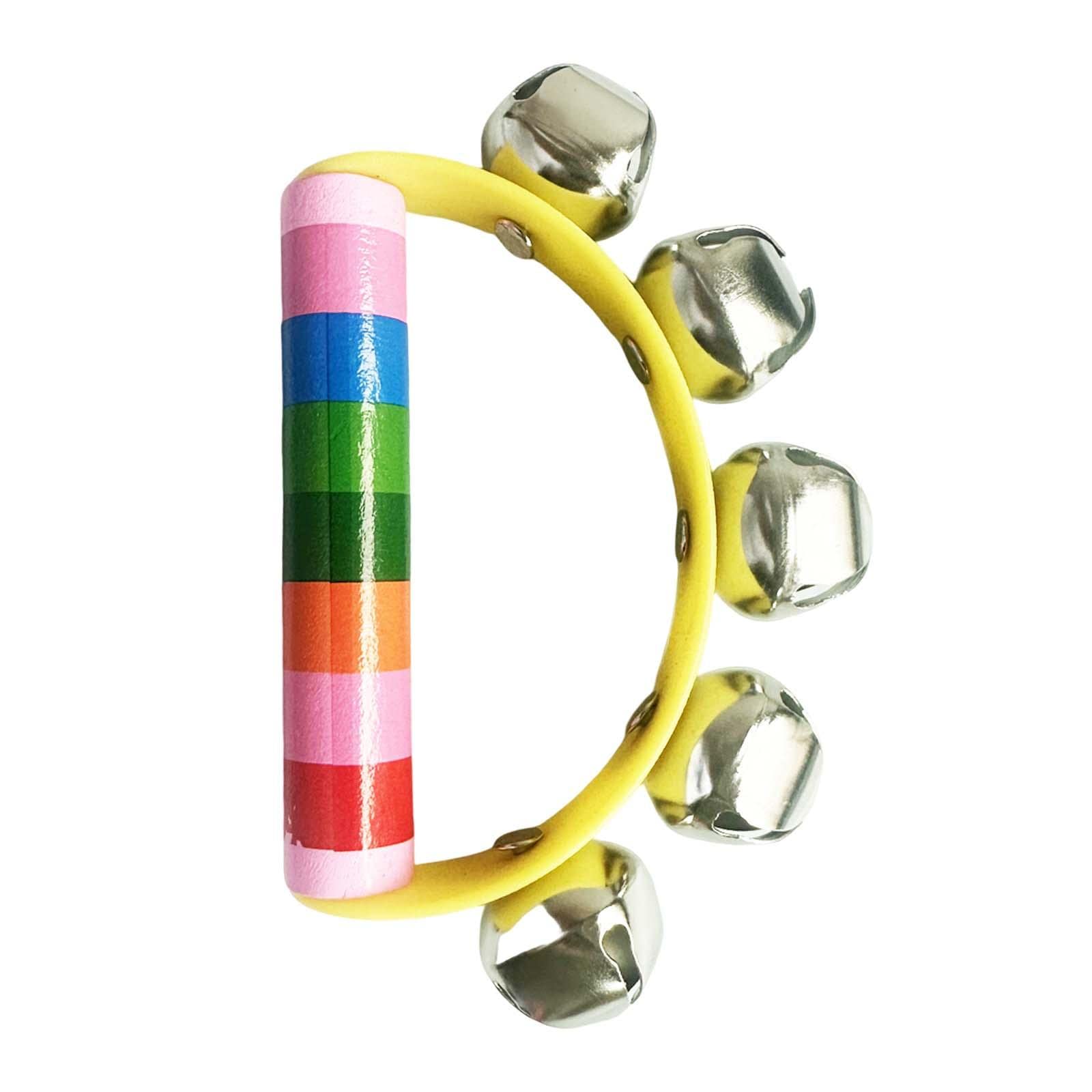 ILSMYSUTRA Wooden Tambourine Musical Toys Musical Instrument for Festival Party Yellow