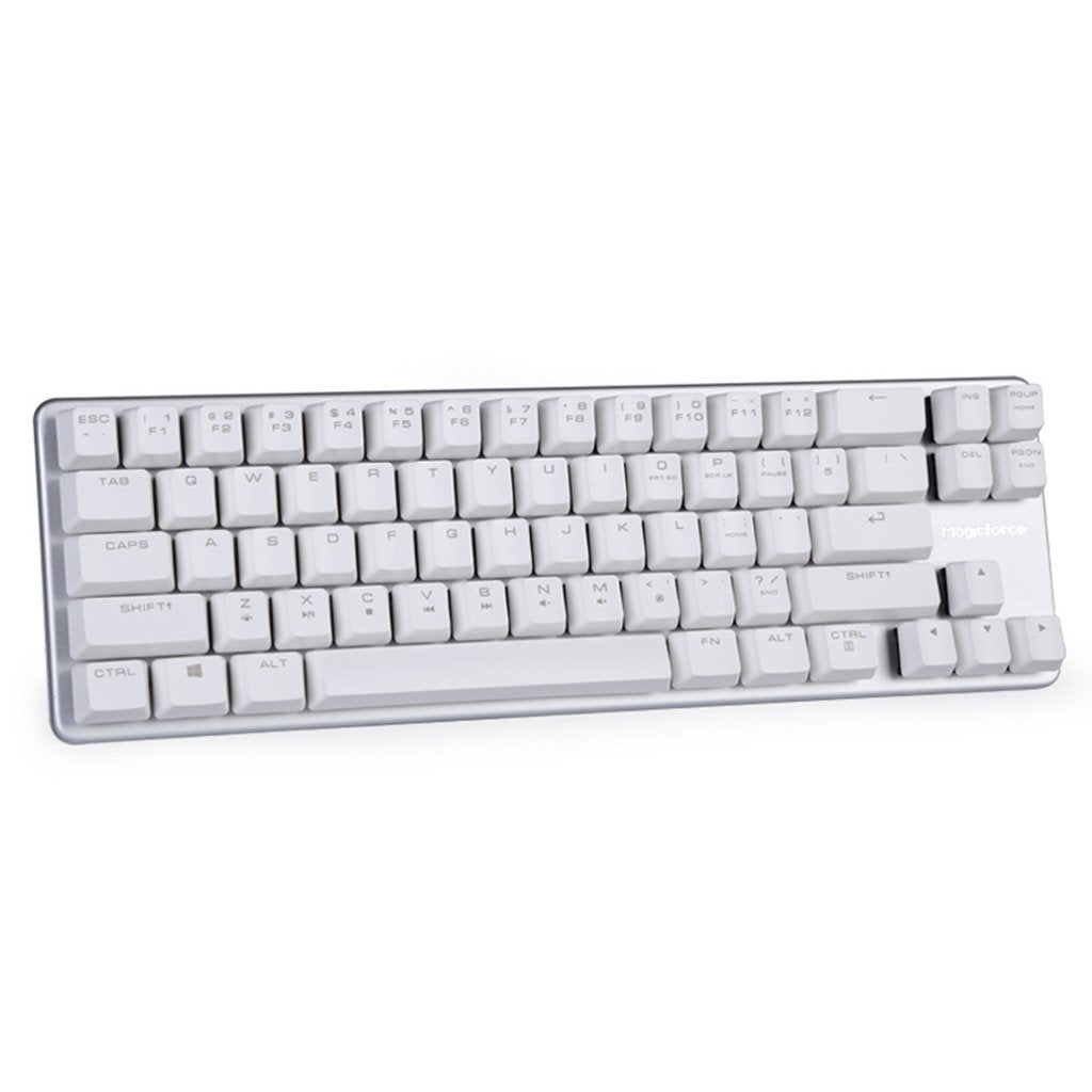 Qisan Happy Deals 10% Discount Off Mechanical Keyboard Gaming Keyboard Blue Switch 68 Keys Mini Design (60%) Gaming Wired Keyboard White Silver Magicforce