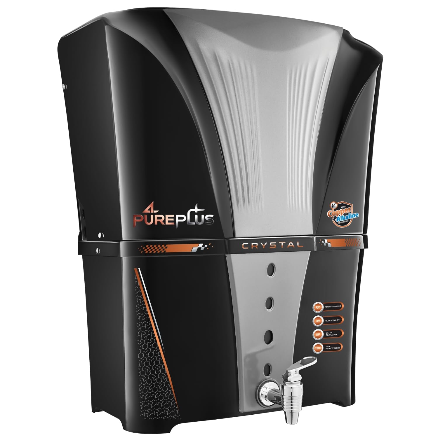 Pureplus Copper + Alkaline 12L Ro Water Purifier With Bio Copper And Alkaline Filter Technology Purification, Uv, Uf And Tds Con