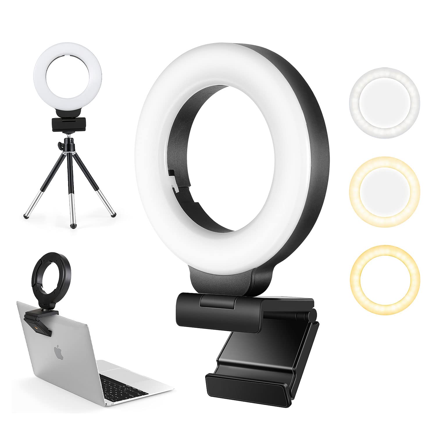 Fdkobe Webcam Lighting,Ring Light For Laptop/Computer,Zoom Call Lighting,4''Small Video Conference Lighting With Webcam Style Mo