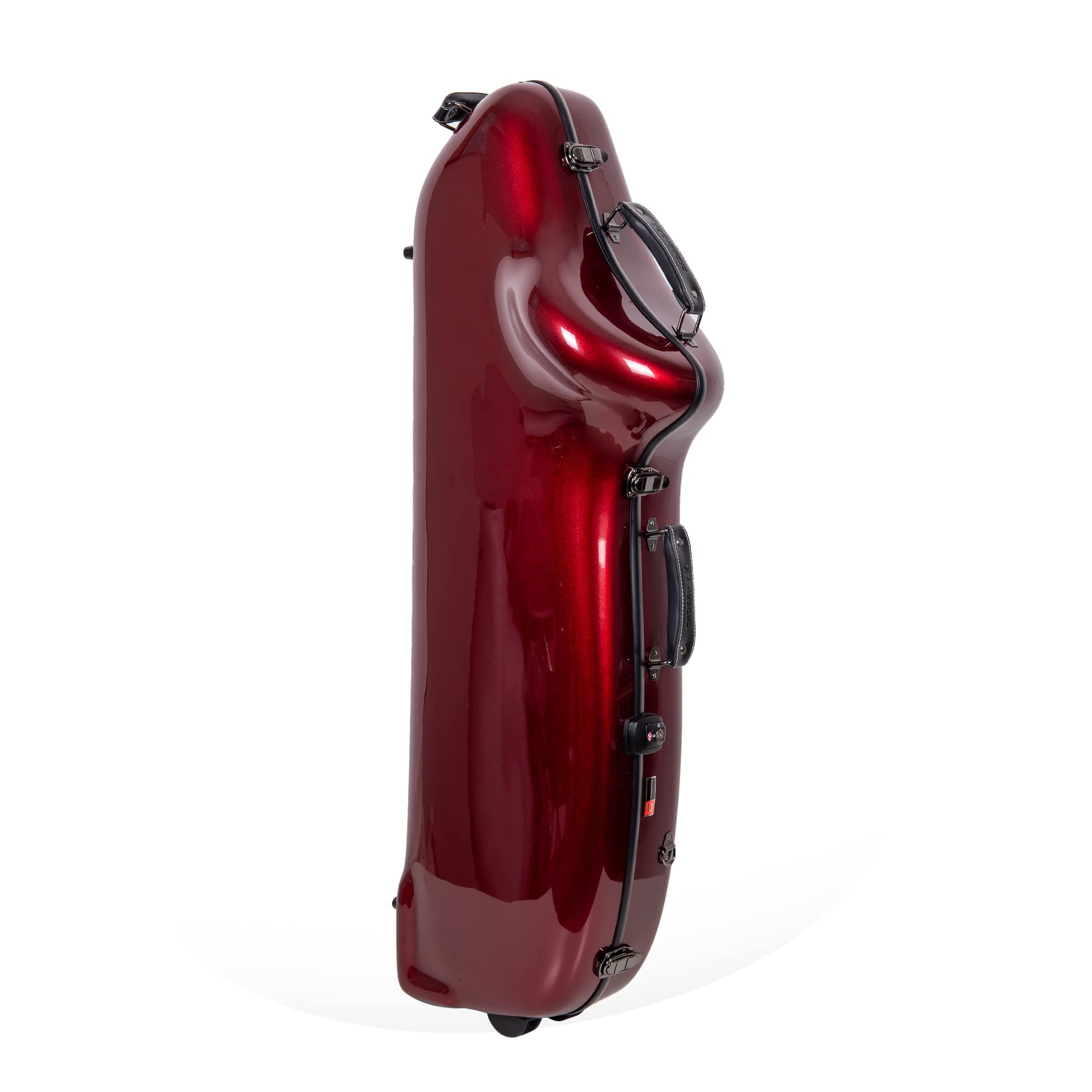 Crossrock Pro Grade Baritone Saxophone Case | Crimson Sonar Gloss, Tsa Lock, Rolling Design, Elite Protection & Tri Carry System