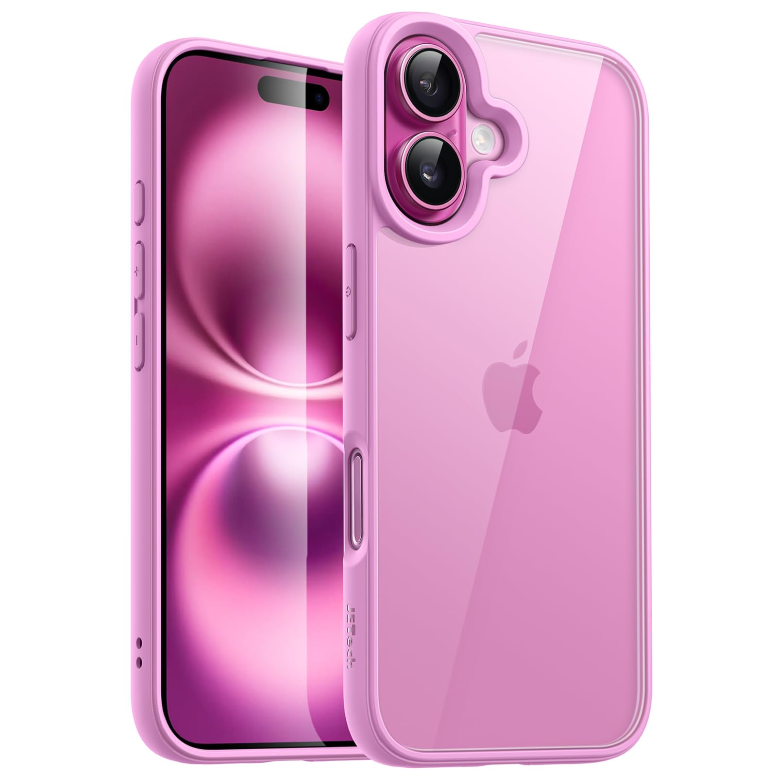 JETech Case for iPhone 16 Plus 6.7-Inch, Shockproof Phone Bumper Cover, Solid Color Matte TPU Frame, Anti-Scratch Clear Back (Pi