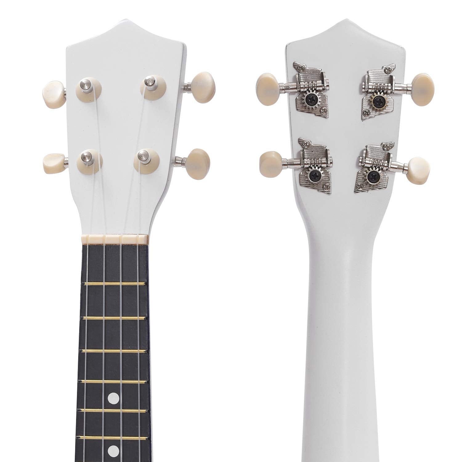 NOT HOME Soprano Ukulele Beginner Pack - 21 Inch Basswood Starter Kit with Gig Bag, Digital Tuner, Spare Strings, White