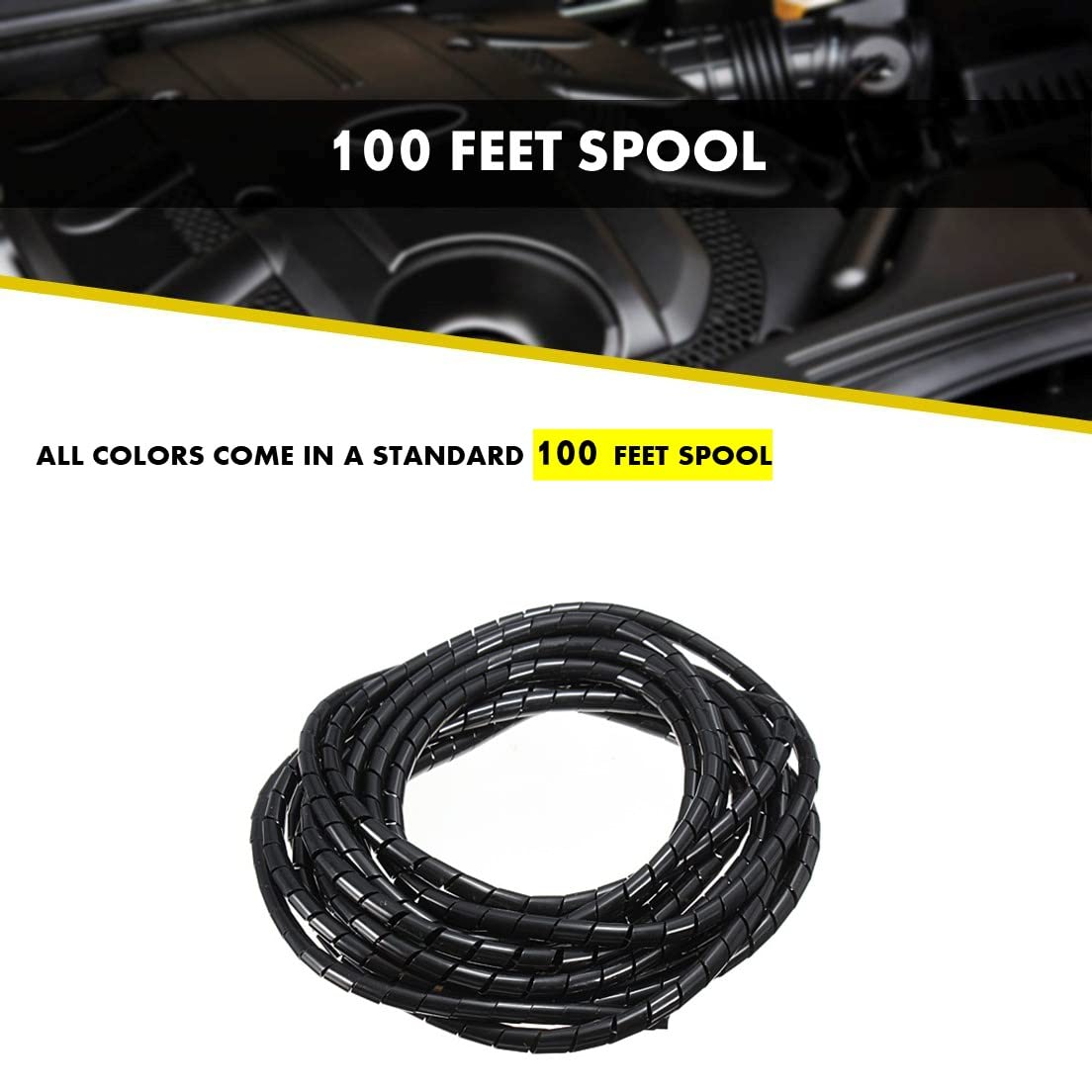 Kable Kontrol Vortex Spiral Cable Wrap   1/2� Inch 100� Feet Long   Hose Protector Flexible Polyethylene Wire Conduit Tubing Cable Sleeve Cord Cover To Organize Wires � Black