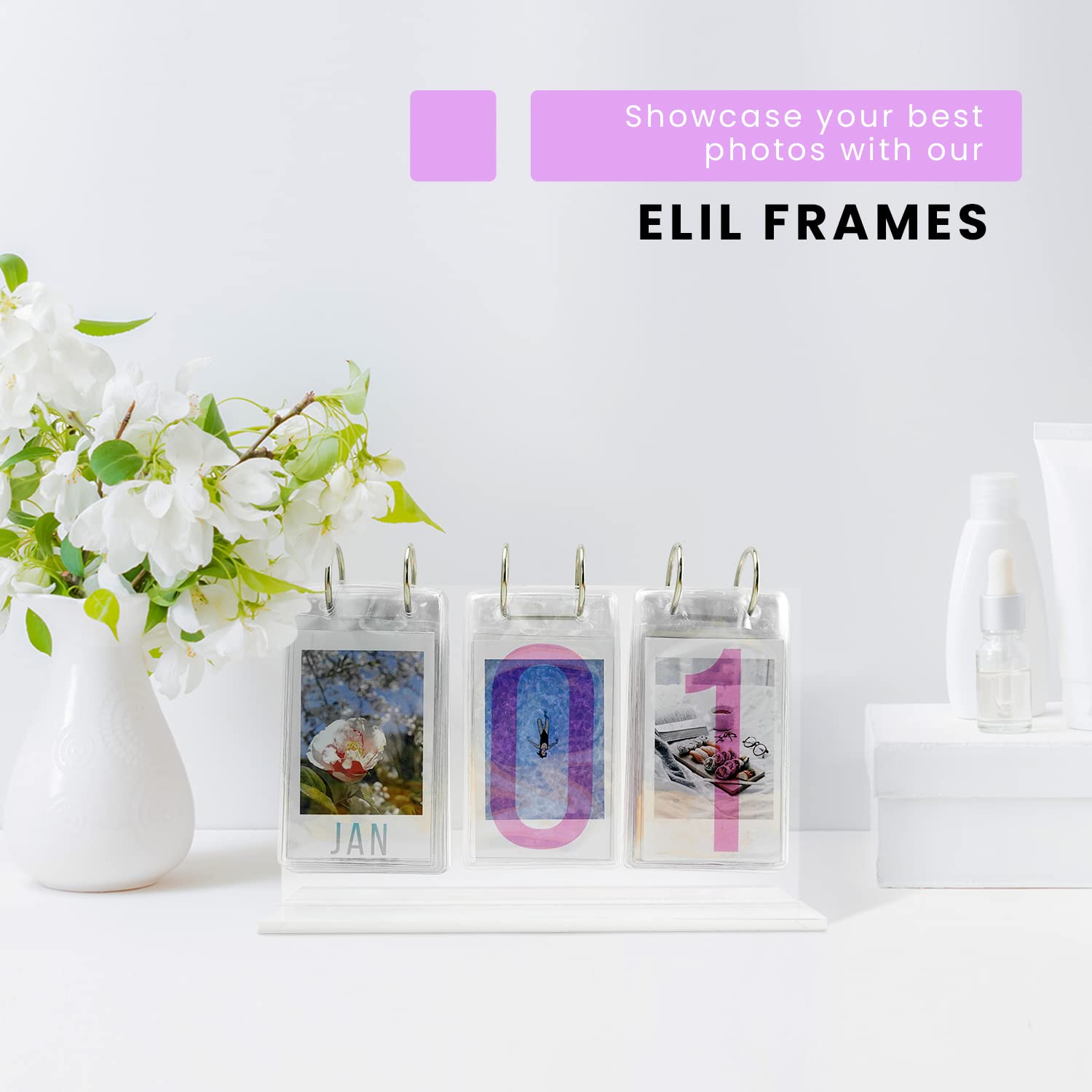 Elil Instax Mini Photo Calendar, Instax Accessories Instax Flip Frame Holds 25 Instax Mini Film, Instax Mini Picture Frame Compa