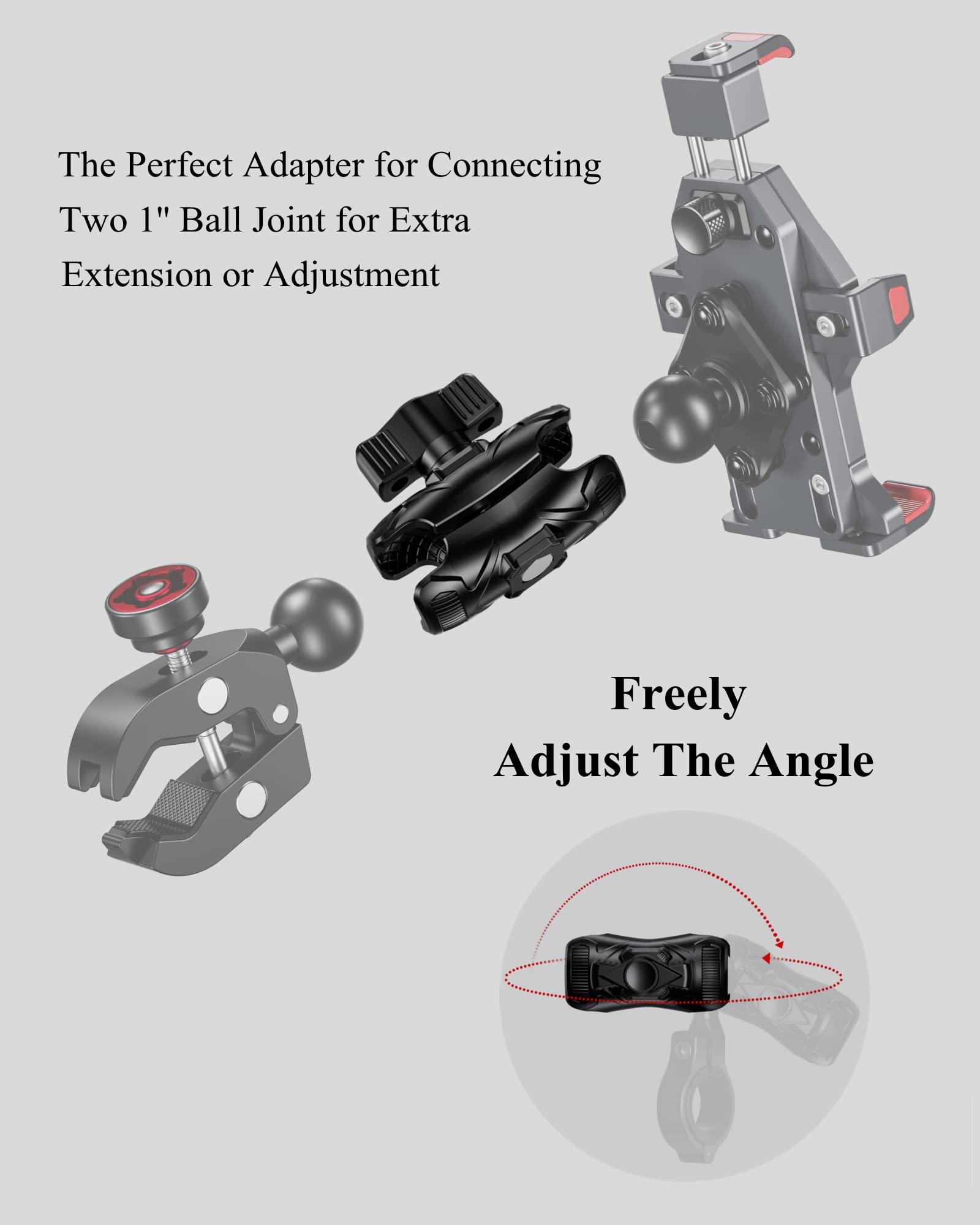2 Pack, Brcovan Double Socket Arm High Strength Composite Short Arm Compatible With Ram Mounts B Size 1'' Ball Components & Bike