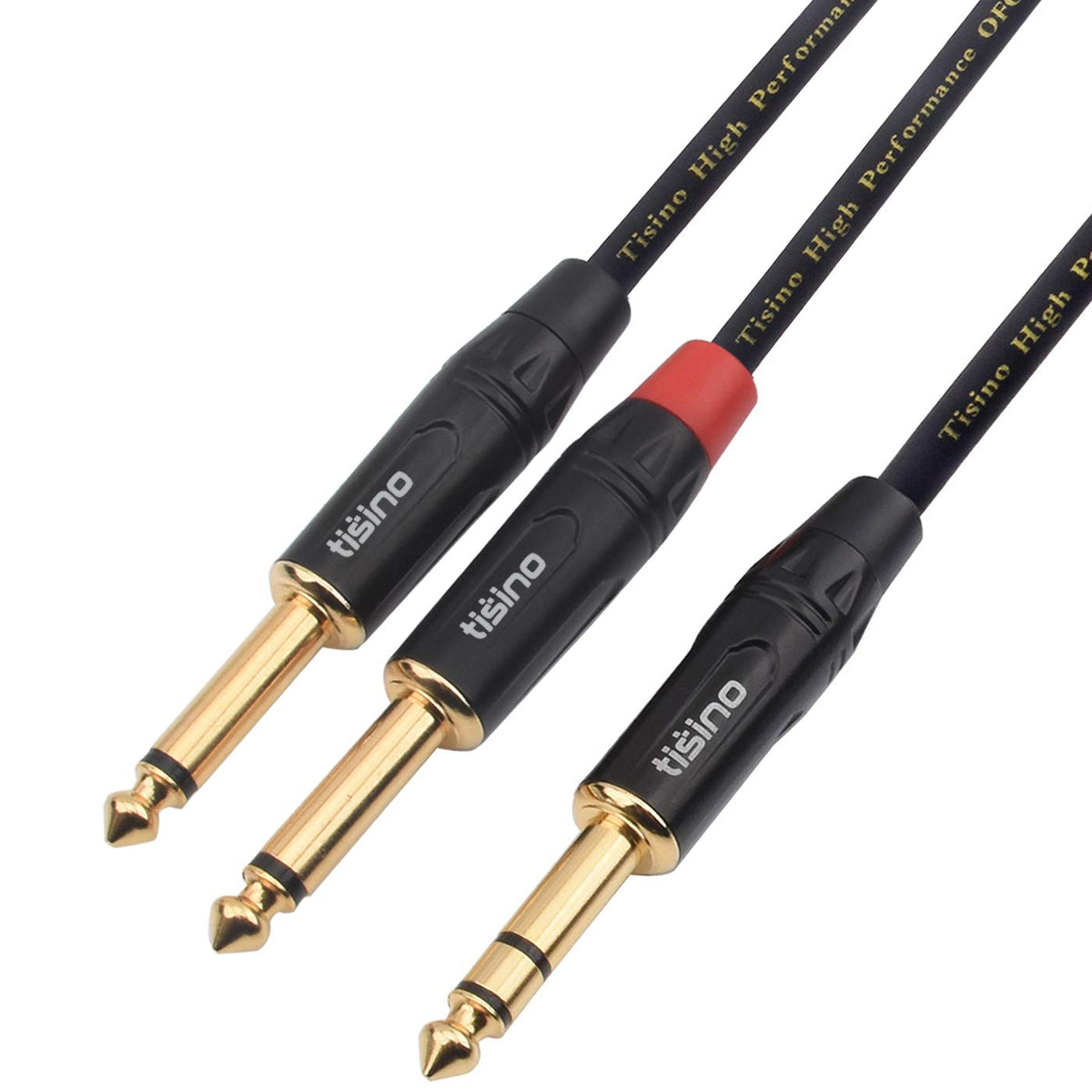 tisino 1/4 inch TRS Stereo to Dual 1/4 inch TS Mono Insert Cable Y-Splitter Stereo Breakout Cable Patch Cord - 3.3 feet