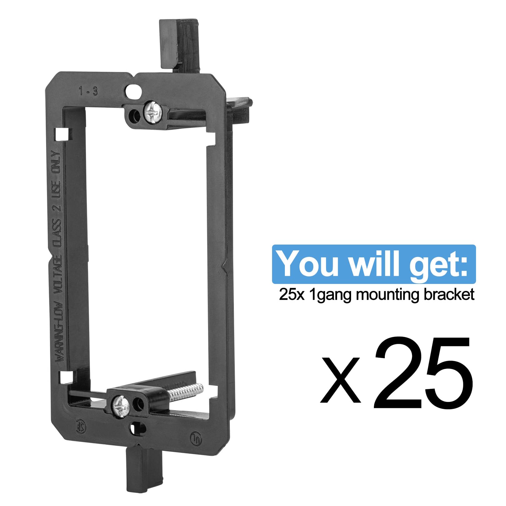 25Pack Low Voltage Mounting Bracket 1 Gang 2 Ring Drywall Cables Pass Through Wall Plate Wallboard Single Gypsum Board Outlet Hi