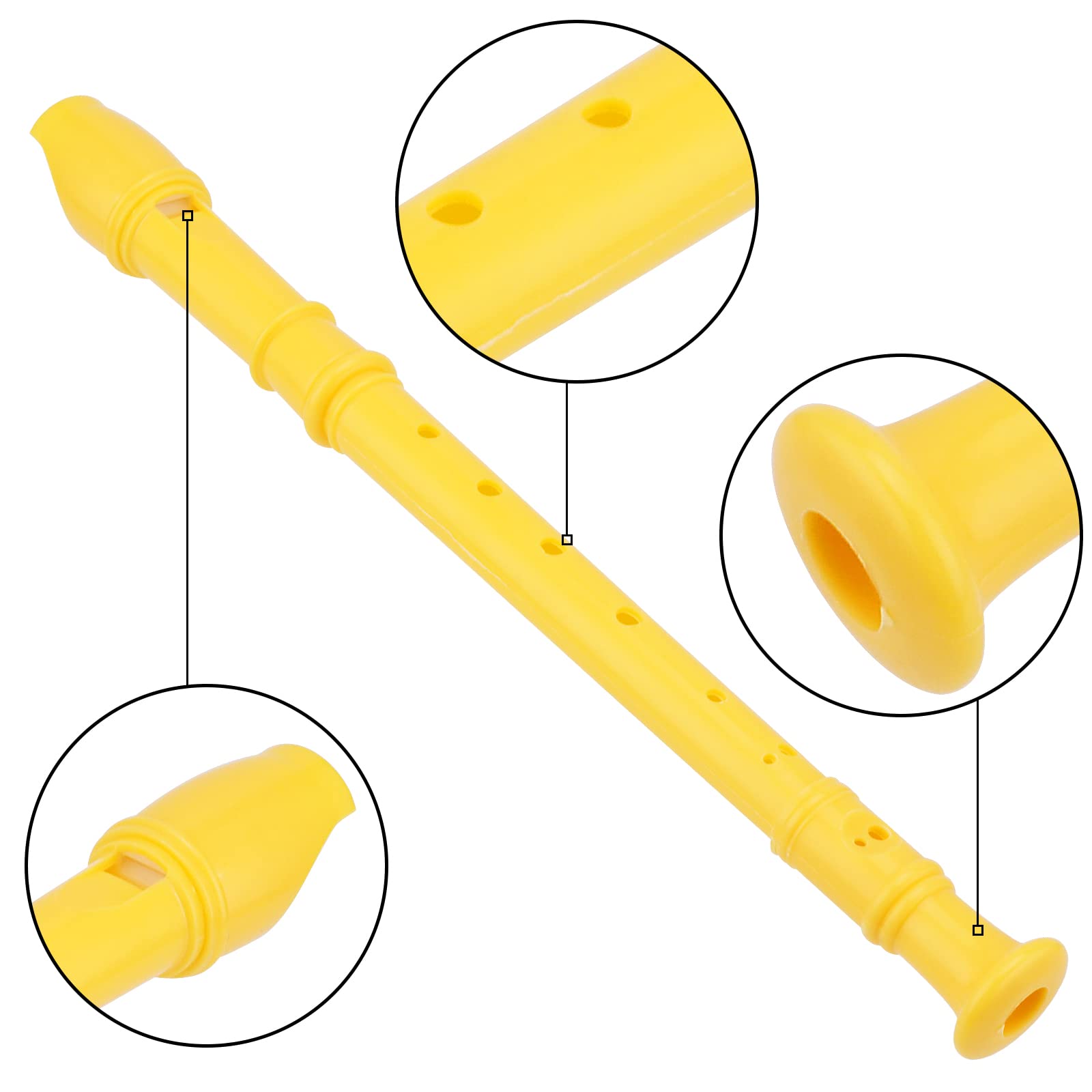 Muklei 20 Pack Descant Soprano Recorder, 8 Hole Soprano Recorder Recorder Instrument With Cleaning Rod For Beginners, Yellow