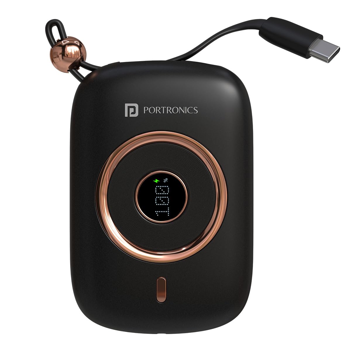 Portronics Power Shutter Pro 35W 10000mAh Super Fast Charging Powerbank with inBuilt Type C PD Cable, Type C Input/Output Cable