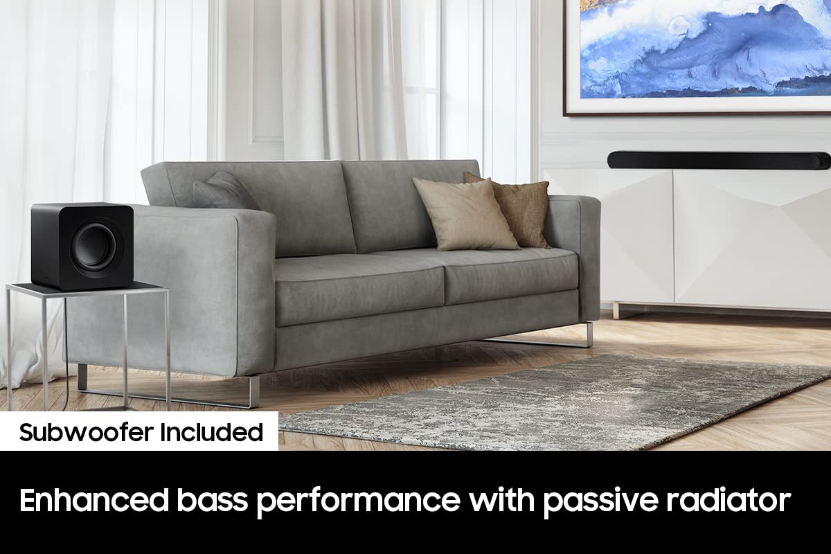 Samsung Swa-W510 Subwoofer For S Series Soundbar With Powerful Bass, Wireless, Unibody Design, Compact 6.5 Size, 2022, Black