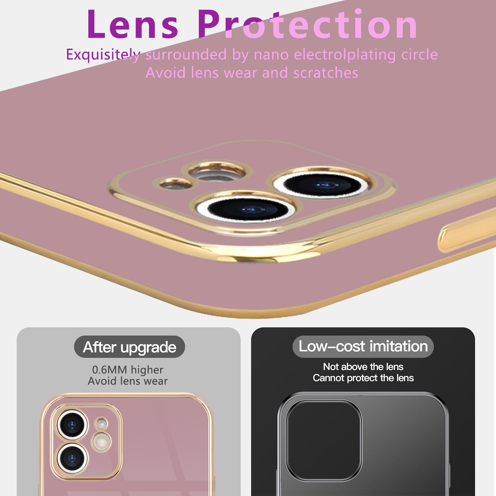 Lafunda Compatible For Iphone 11 Case, Luxury Cute Plating Case For Women Girls Electroplated Golden Edge Shockproof Tpu Bumper