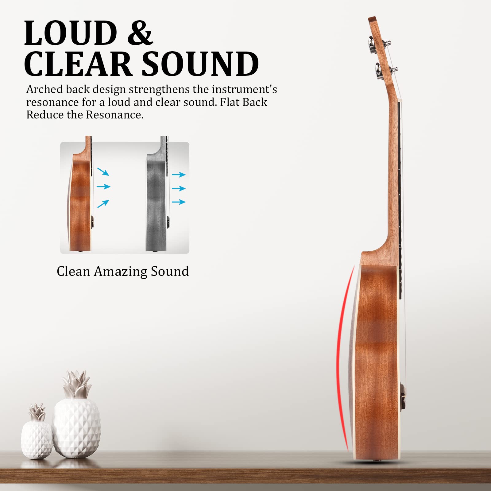 Hricane Concert Ukulele 23 Inch Uks 2, 4 Strings Ukeleles For Beginners, Sapele Hawaiian Ukele With Ukulele Case And Ukele Strin