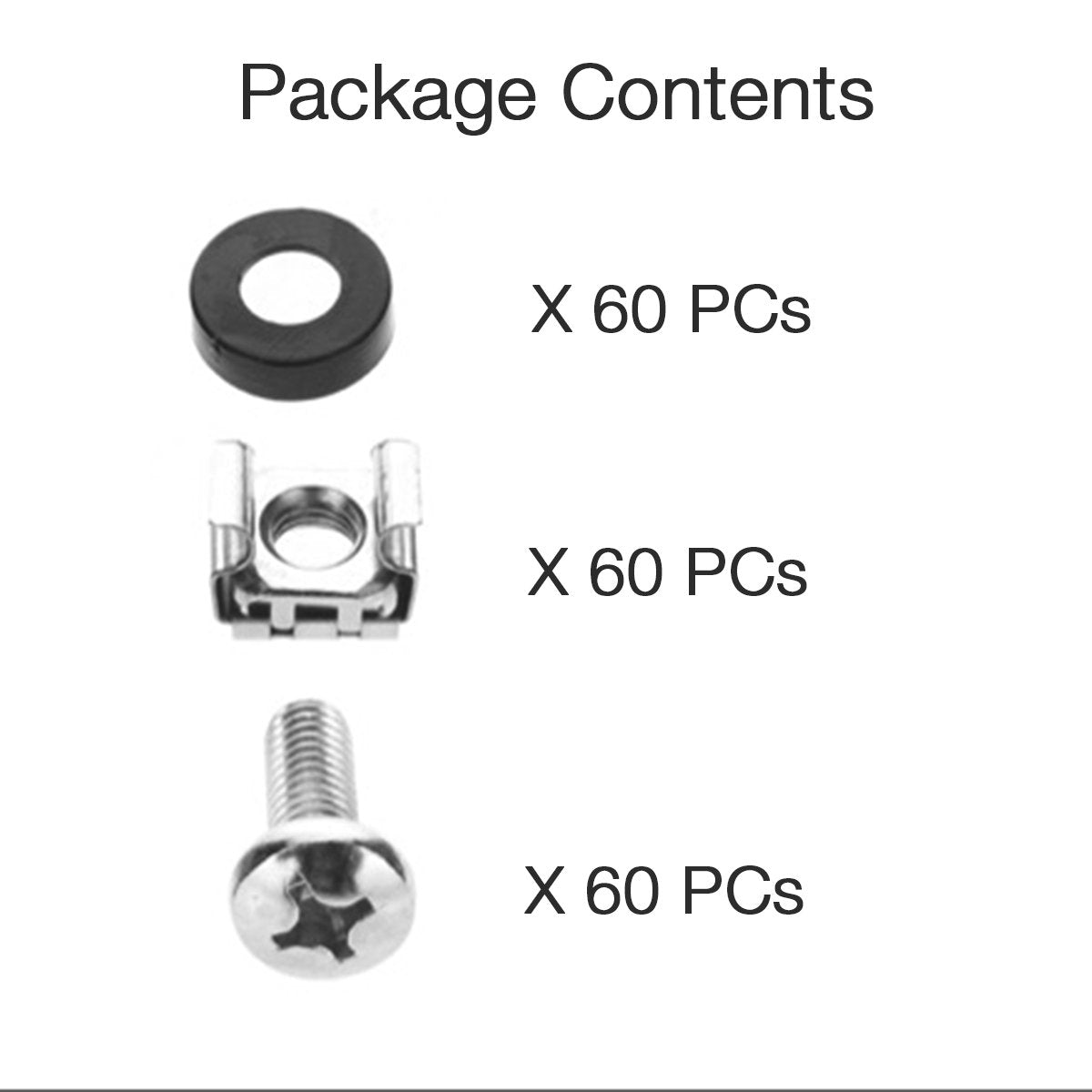 Lancher 60 Pack M6 X 16Mm Screws And Cage Nuts For 1U 2U 6U 12U Server Shelf Cabinets Rack Mount Screw Cage Nut