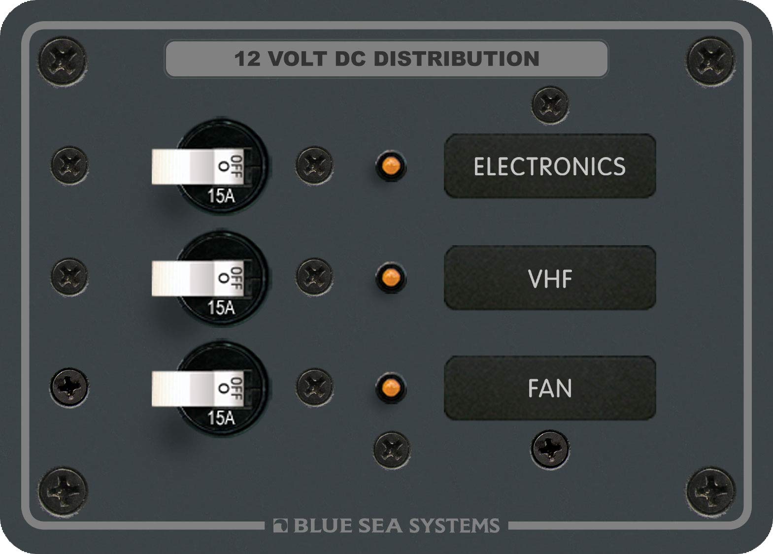 Blue Sea Systems Traditional Metal Dc Panel, 3 Positions