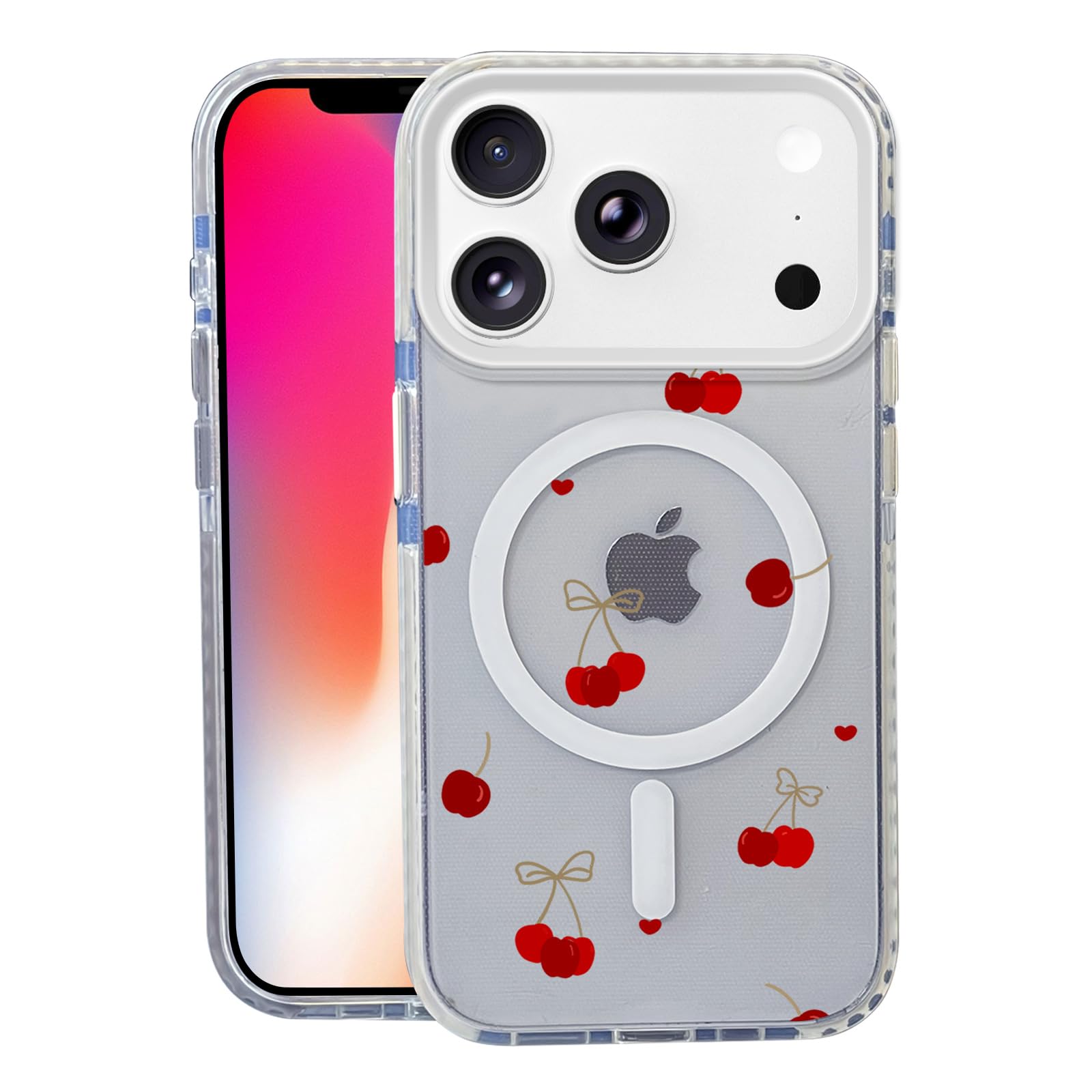 Nimeey Cherry for iPhone 17 Pro Max Case,MagSafe Compatible,Matte Soft Slim Shockproof Cover,Anti-Fingerprint,Anti-Yellowing,Ant