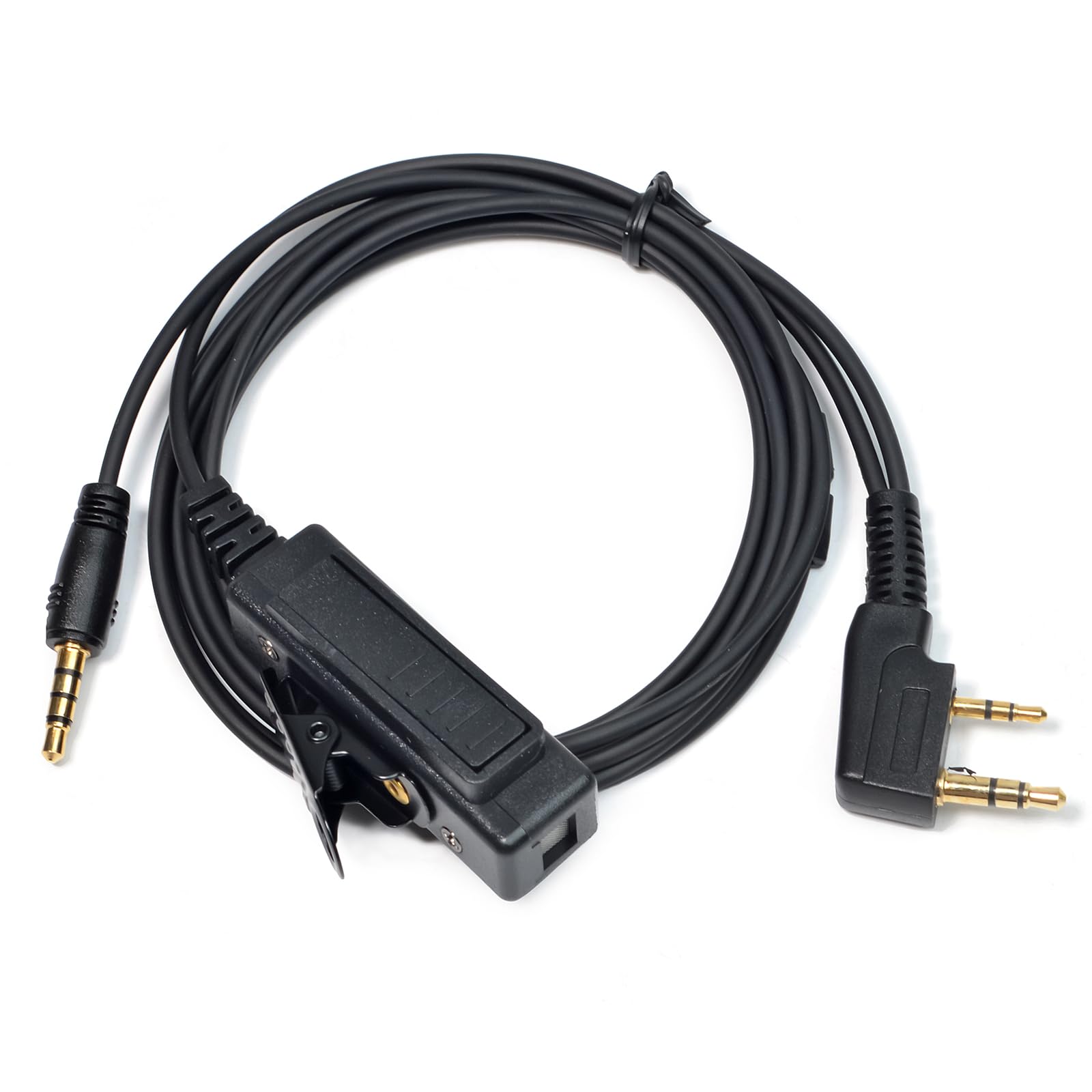 Hyshikra Universal 2 Pin K1 To 3.5Mm Audio Adapter With Ptt(Push To Talk) Compatible With Baofeng Uv5R 888S, Kenwood Radios & 3.