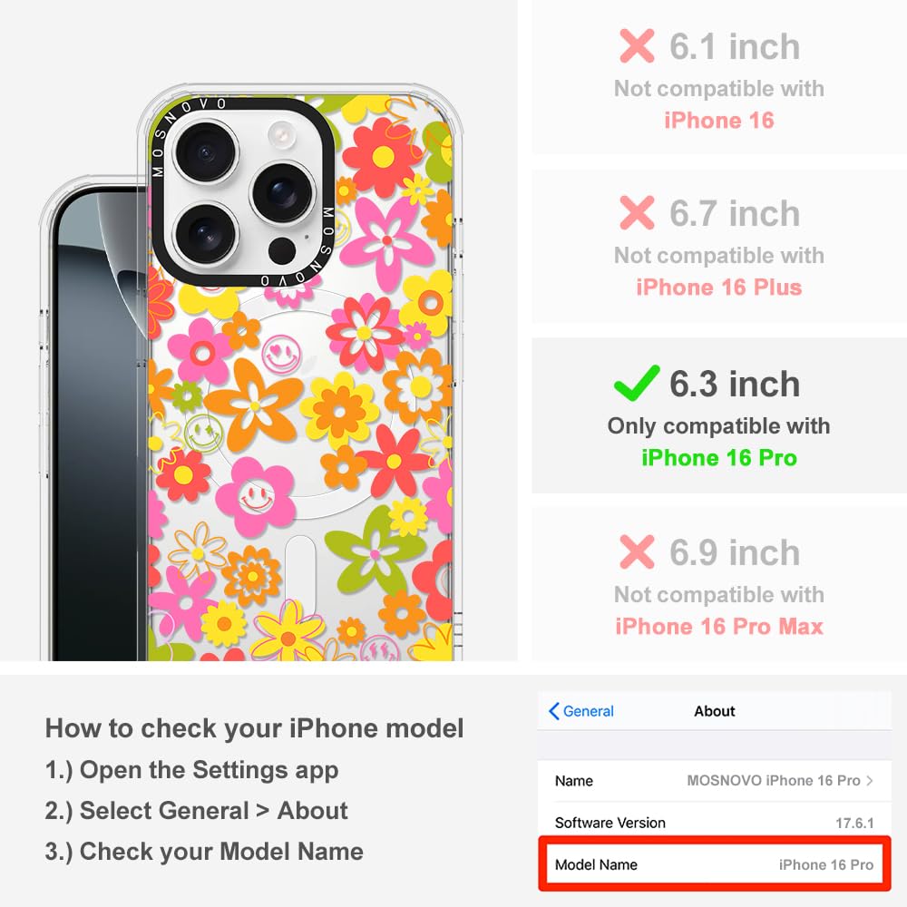 Mosnovo Case For Iphone 16 Pro, [Compatible With Magsafe] [Buffertech 6.6Ft Military Grade Drop Protection] [Anti Peel Off Tech]