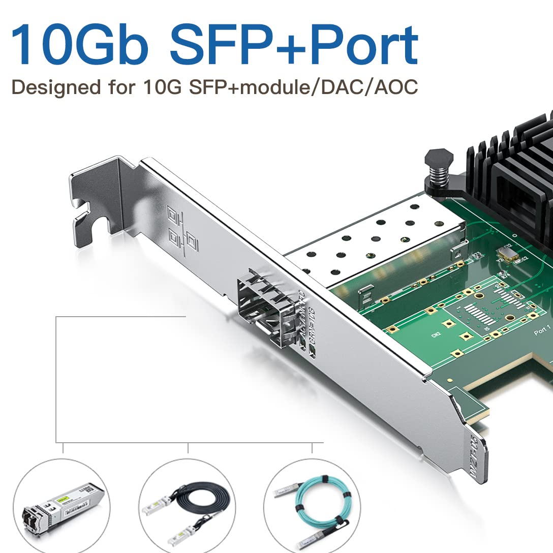 10Gb Sfp+ Pci E Network Card Nic, Compare To Intel X520 Da1, With Intel 82599En Chip, Single Sfp+ Port, Pci Express X8, Ethernet