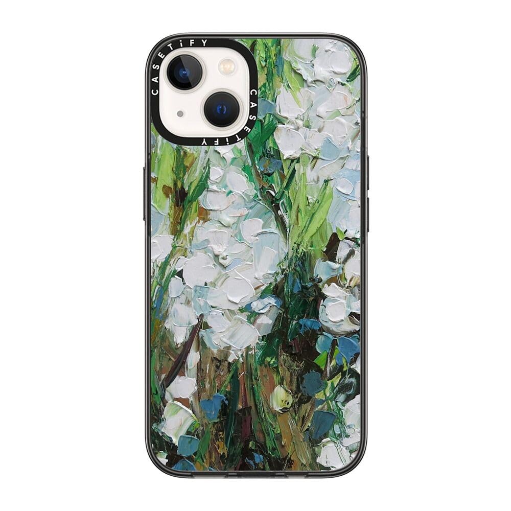 Casetify Compact Iphone 14 Case [2X Military Grade Drop Tested / 4Ft Drop Protection]   Wild Squill Flowers   Clear Black