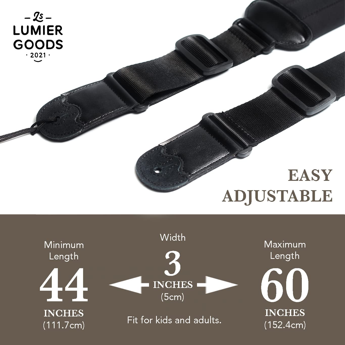 Guitar Strap For Bass, Electric & Acoustic Guitar, Strap Locks Included (Padded), One Size, Lmr00_0101