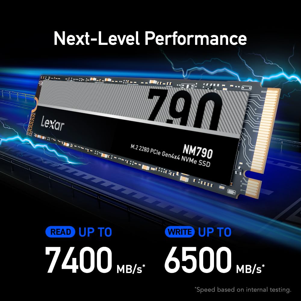 Lexar 2Tb Nm790 Ssd Pcie Gen4 Nvme M.2 2280 Internal Solid State Drive, Up To 7400/6500 Mb/S Read/Write, Compatible With Ps5, Fo