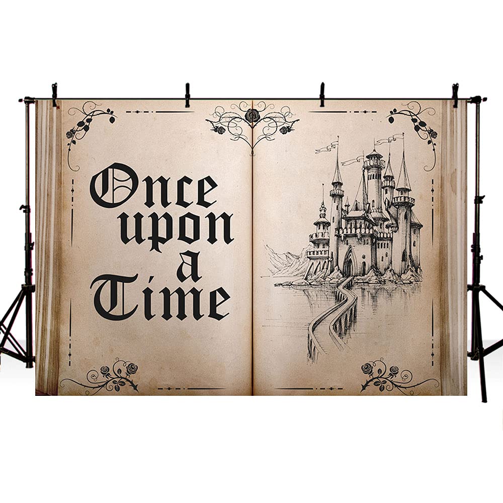 Ablin 10X7Ft Fairy Tale Books Backdrop Old Opening Book Once Upon A Time Ancient Castle Princess Romantic Story Photo Background
